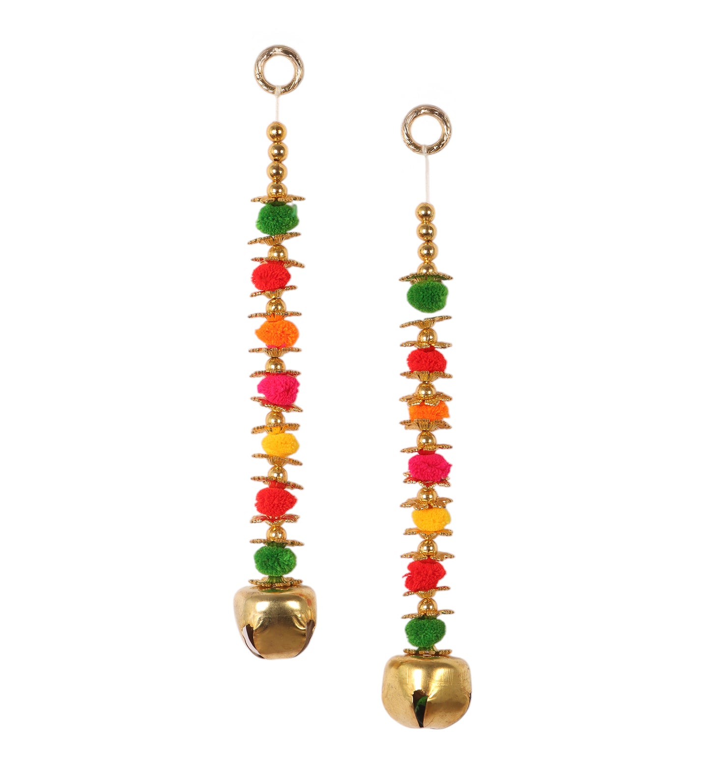 Multicolor Small Metal Bell Toran Set of 2