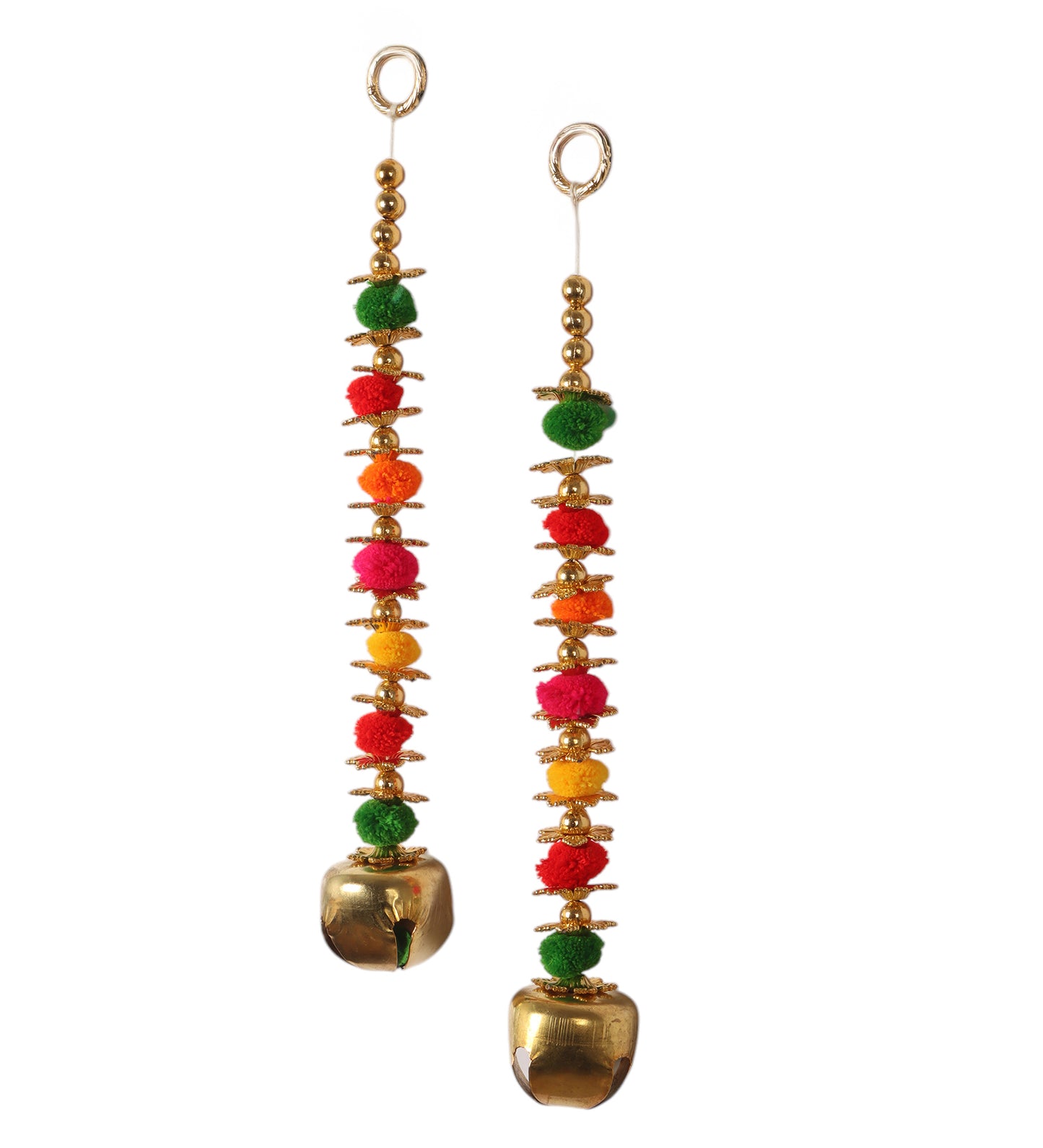 Multicolor Small Metal Bell Toran Set of 2