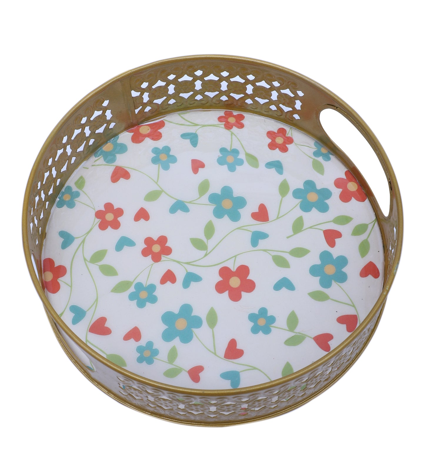 Pink & Green FLower Round Basket With Jar Set of 3
