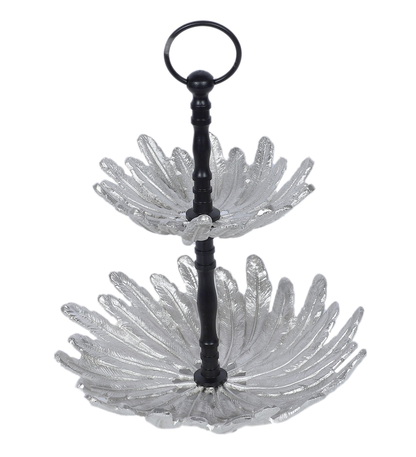 Two Layer Silver & Black Aluminium Fruits Platter