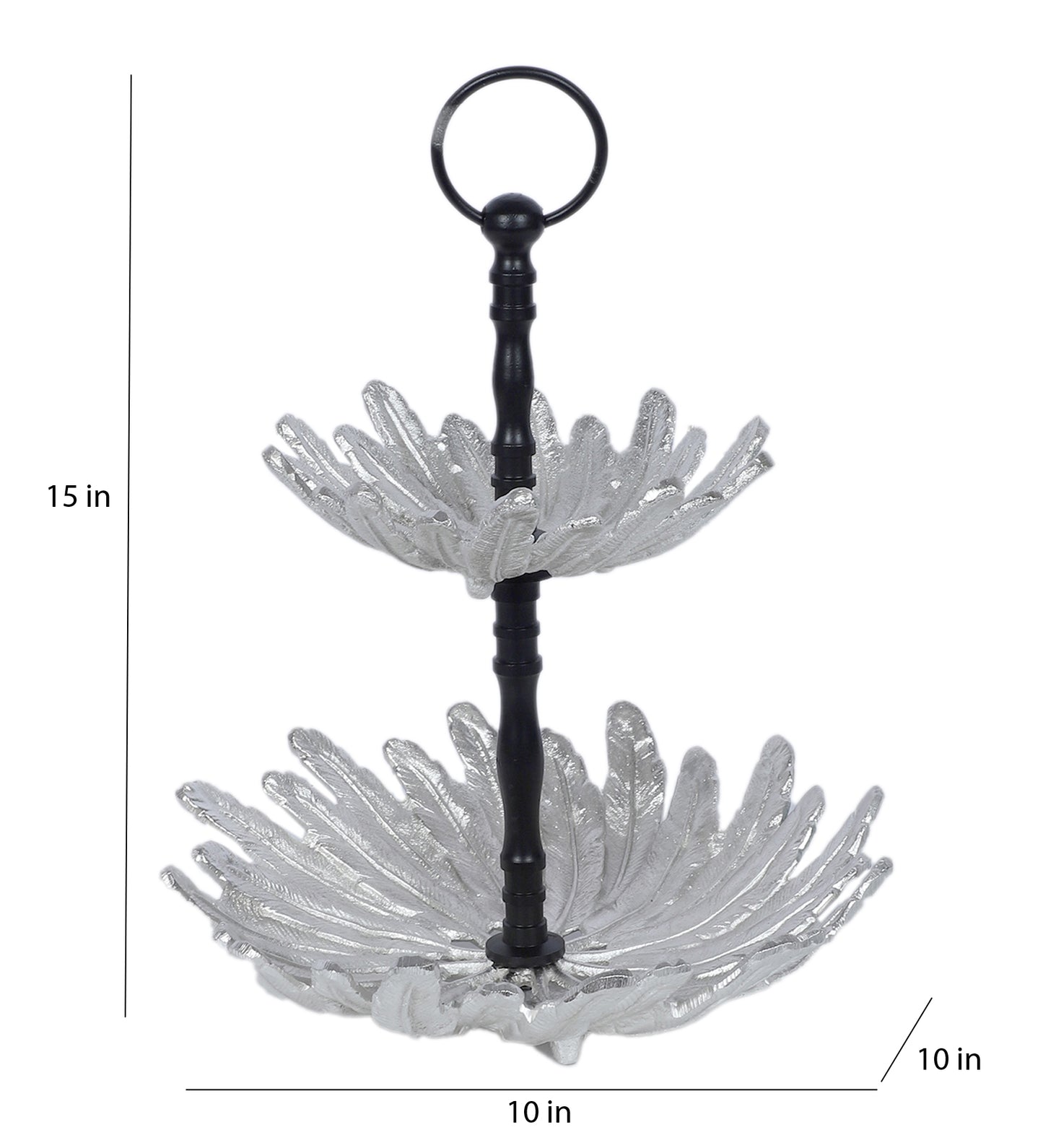 Two Layer Silver & Black Aluminium Fruits Platter