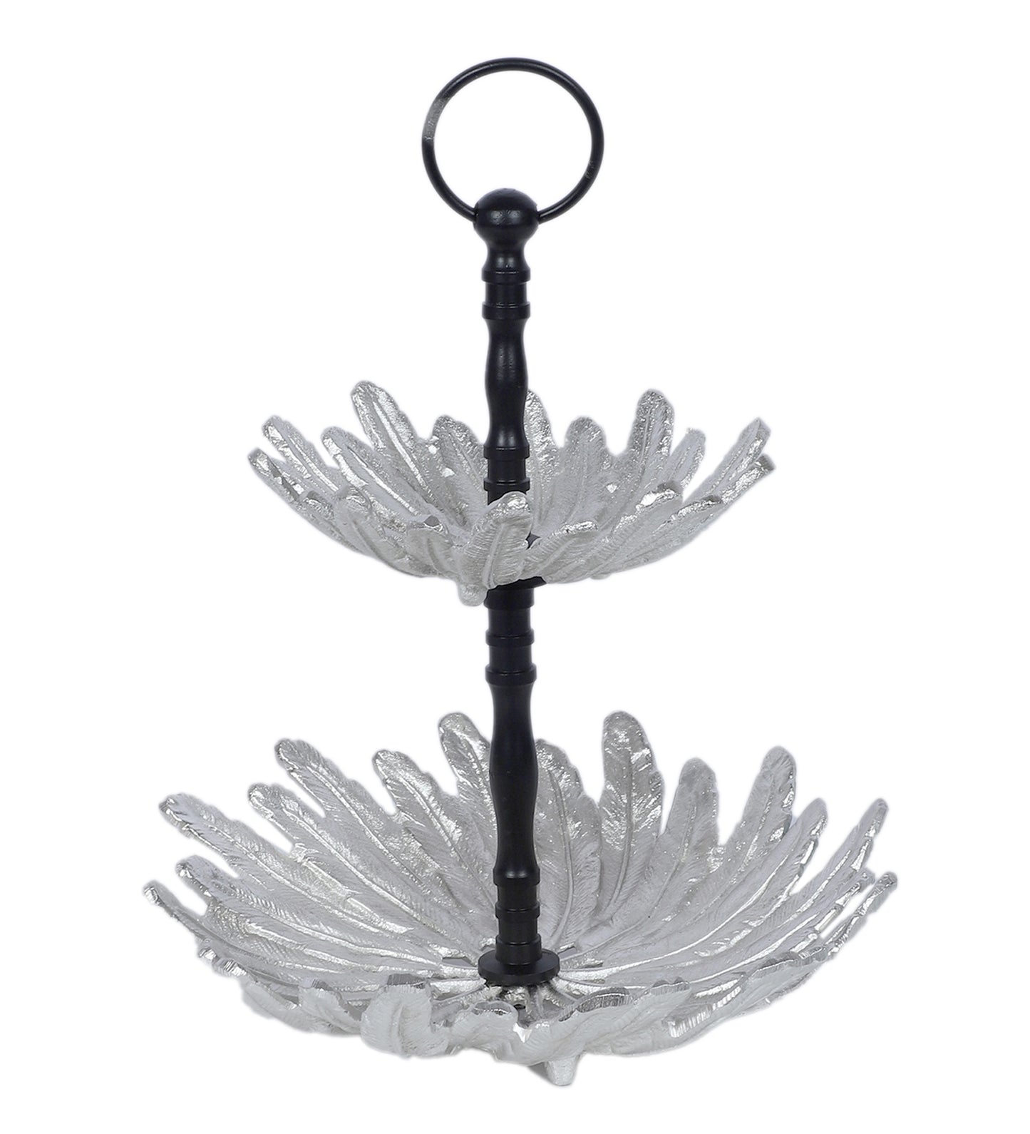 Two Layer Silver & Black Aluminium Fruits Platter