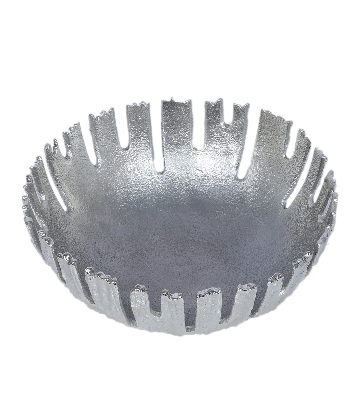 SIlver Striped Aluminium Fruit Bowl