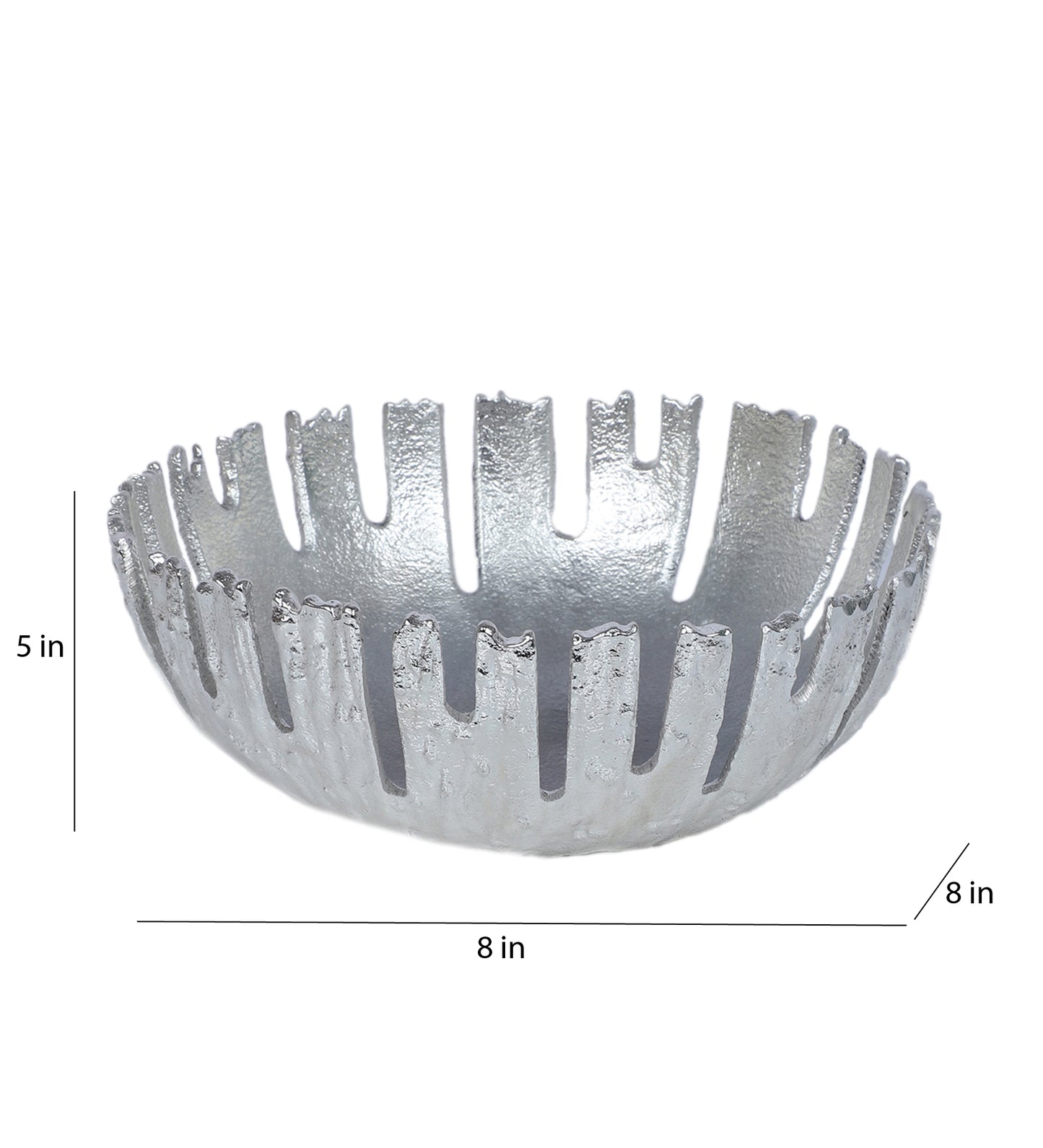 SIlver Striped Aluminium Fruit Bowl