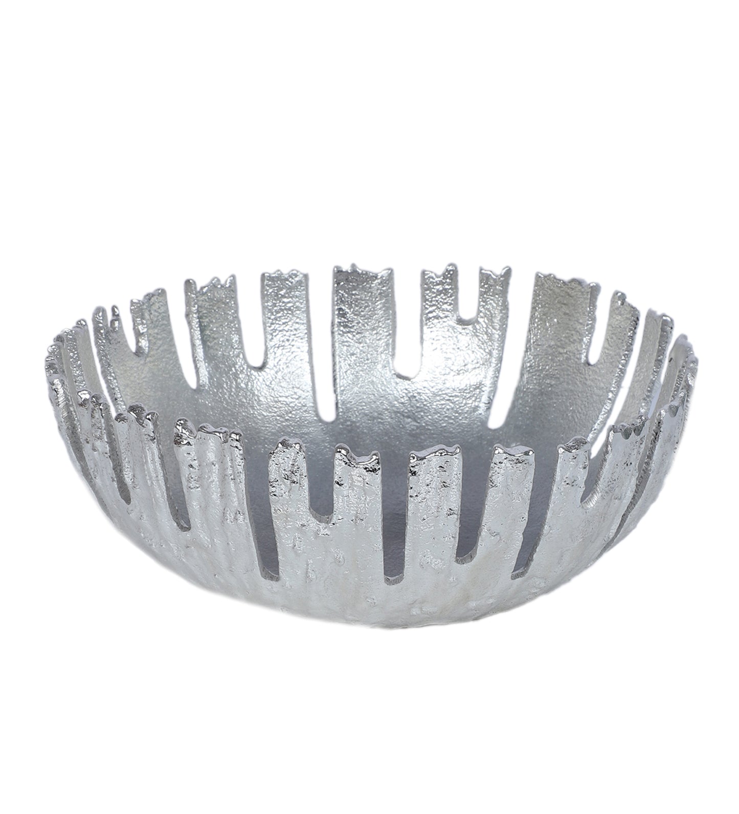 SIlver Striped Aluminium Fruit Bowl