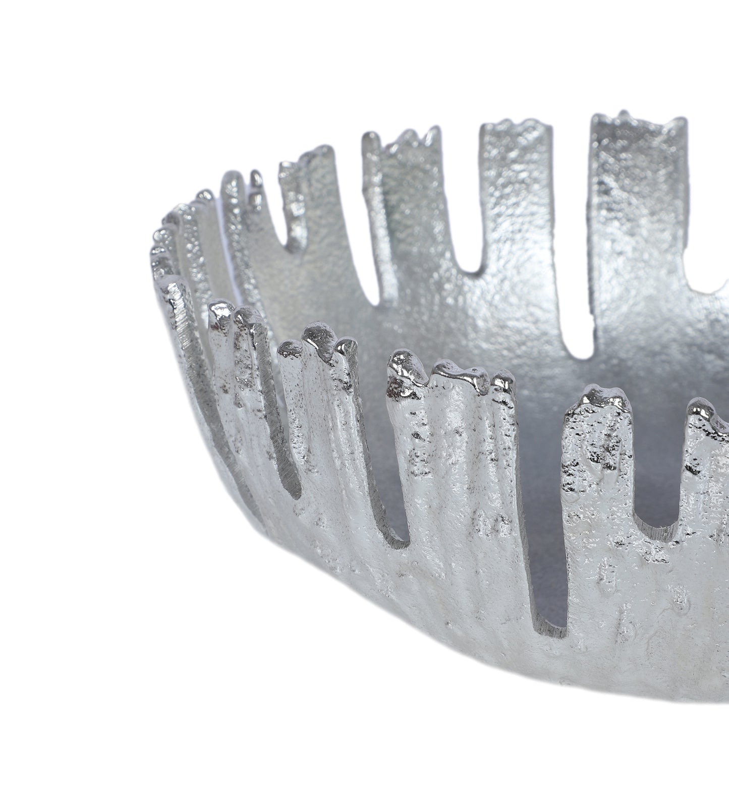 SIlver Striped Aluminium Fruit Bowl
