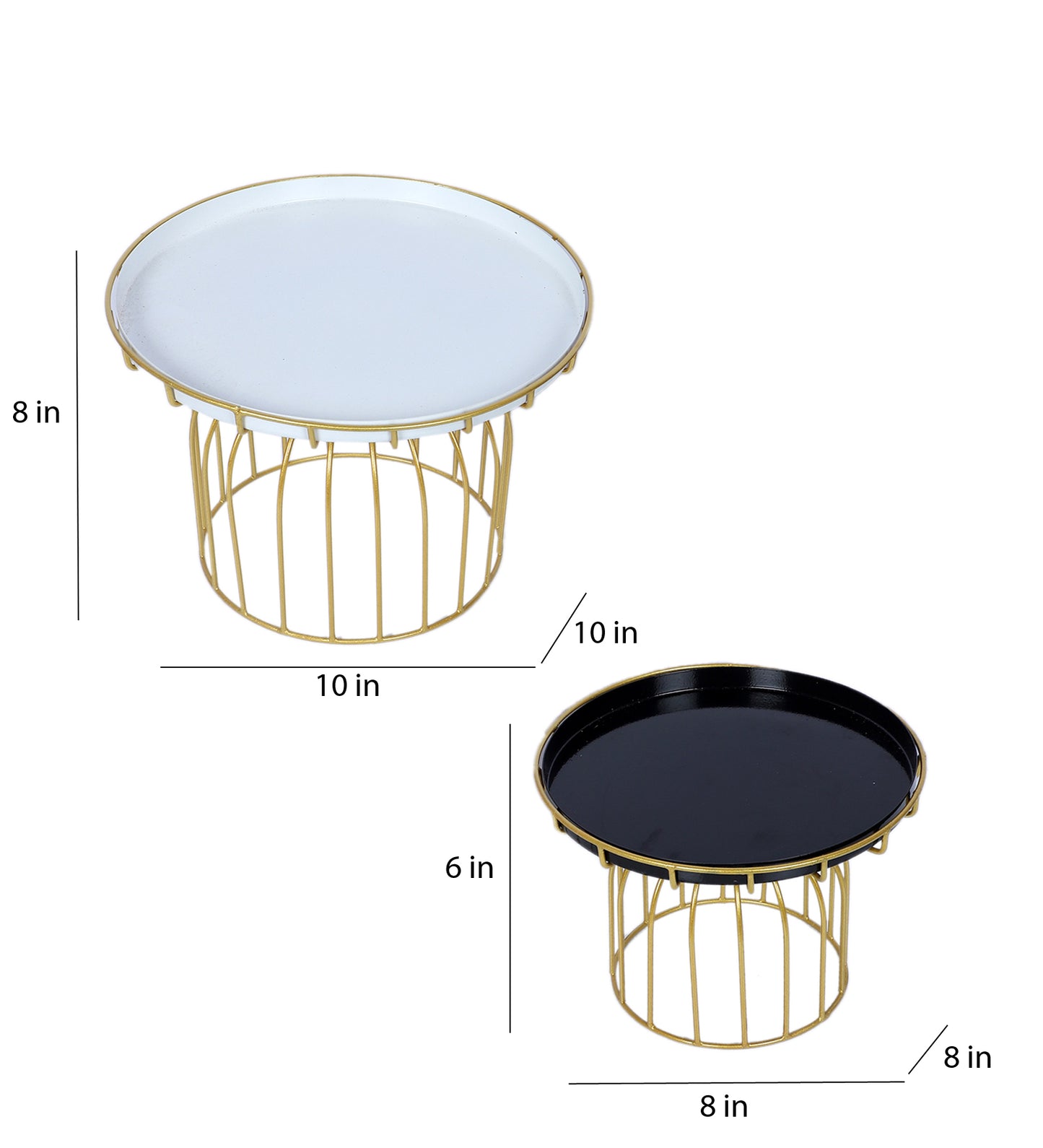 Black White & Gold Wired Cake Platter Set of 2