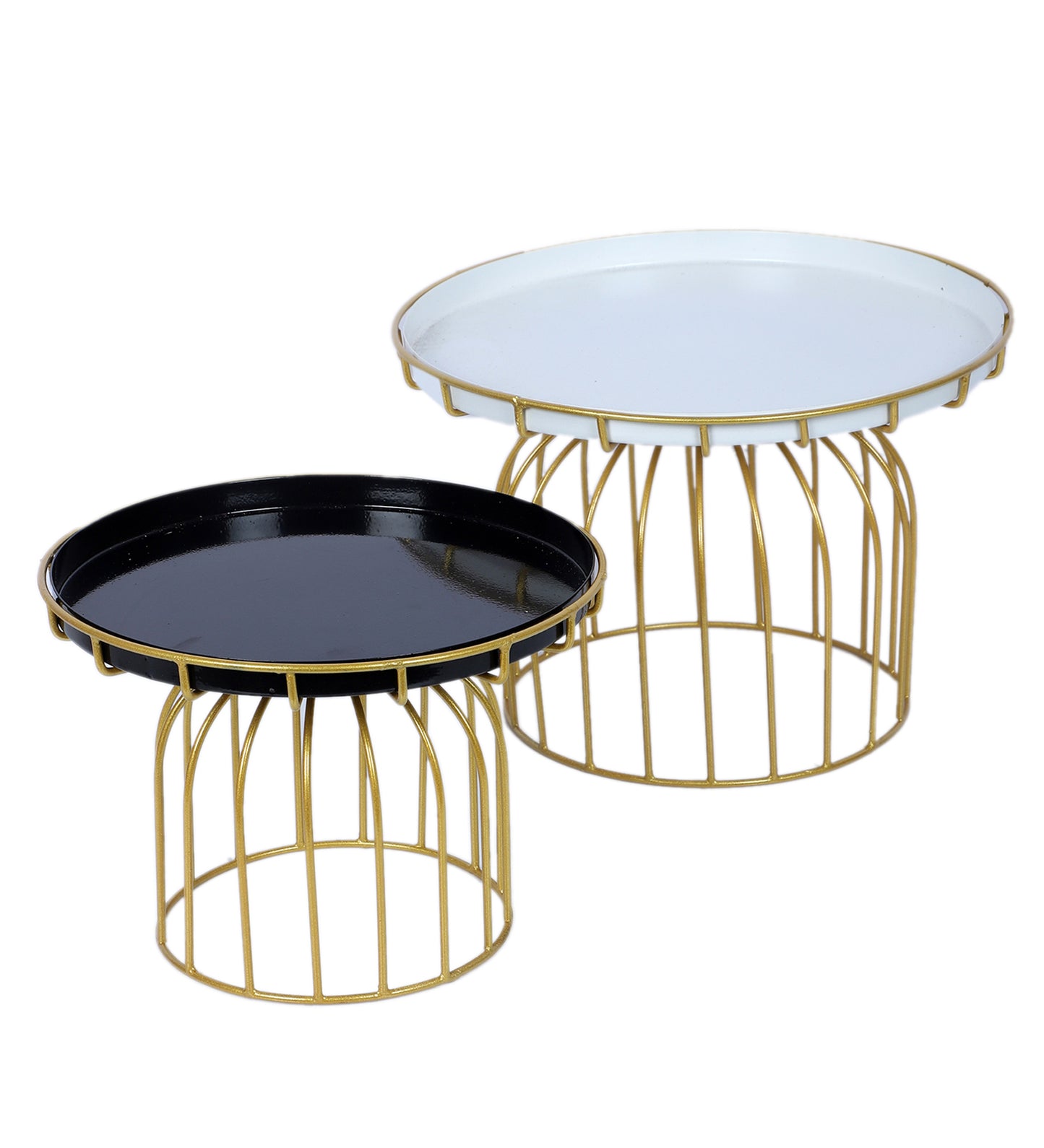 Black White & Gold Wired Cake Platter Set of 2