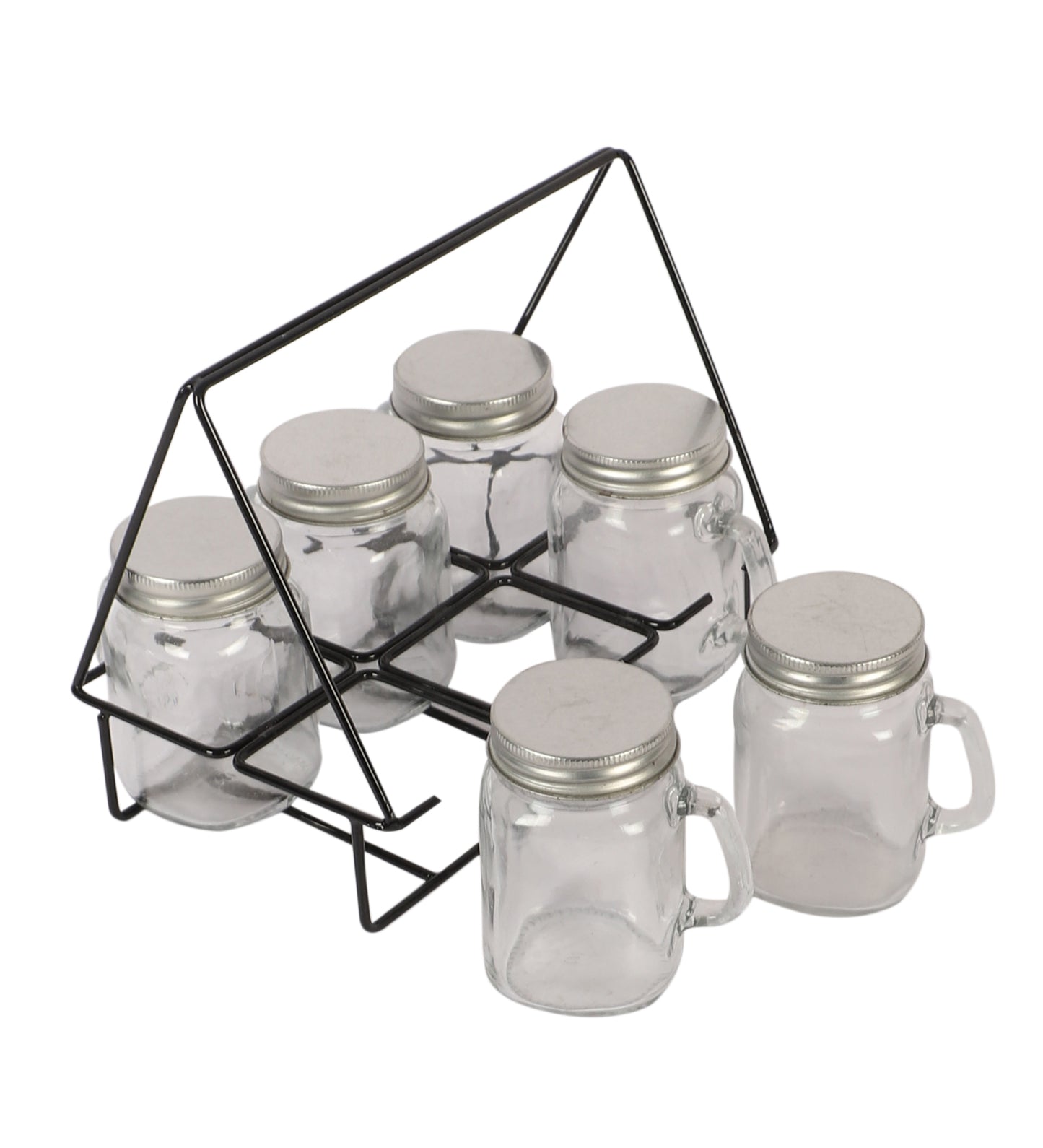 Set of 6 Mason Jars Glasses With Black Stand
