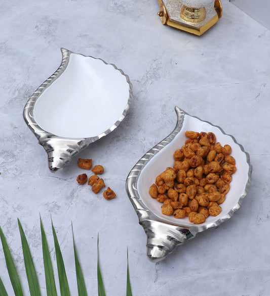 Shankh Shape Aluminium Platter Set of 2