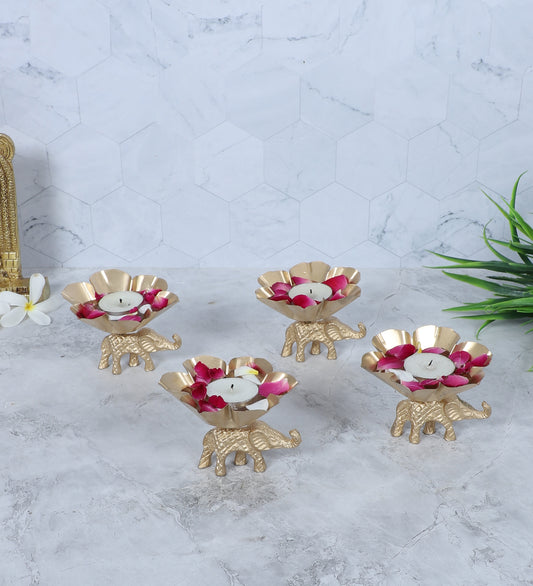 Elephant & Lotus Bowl Tealight Holder Set of 4