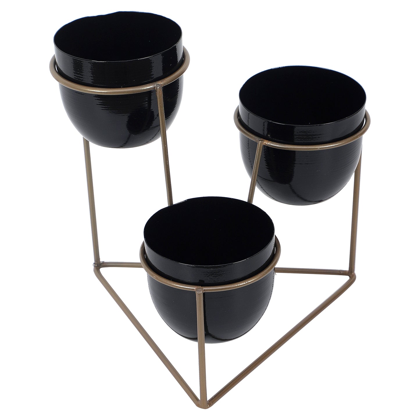 Triangle Stand Planter Gold & Black