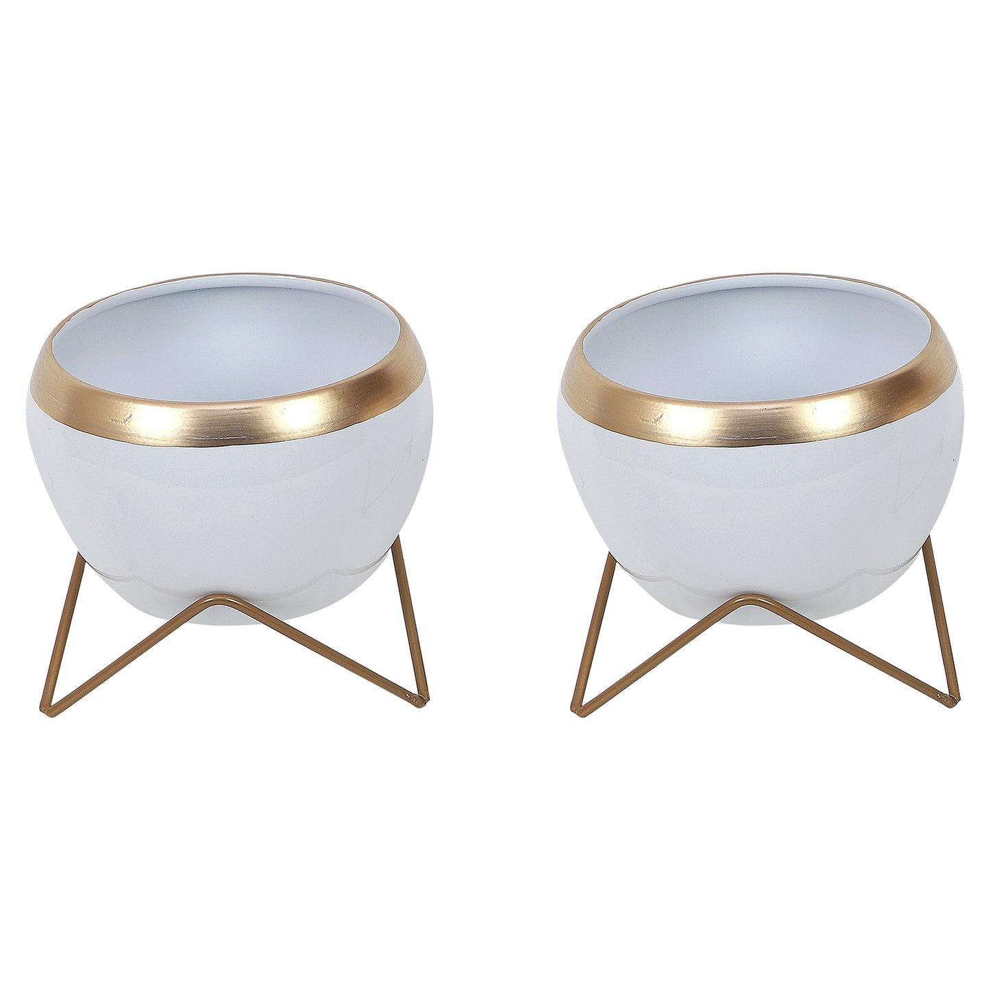 White Apple Planter Set of 2