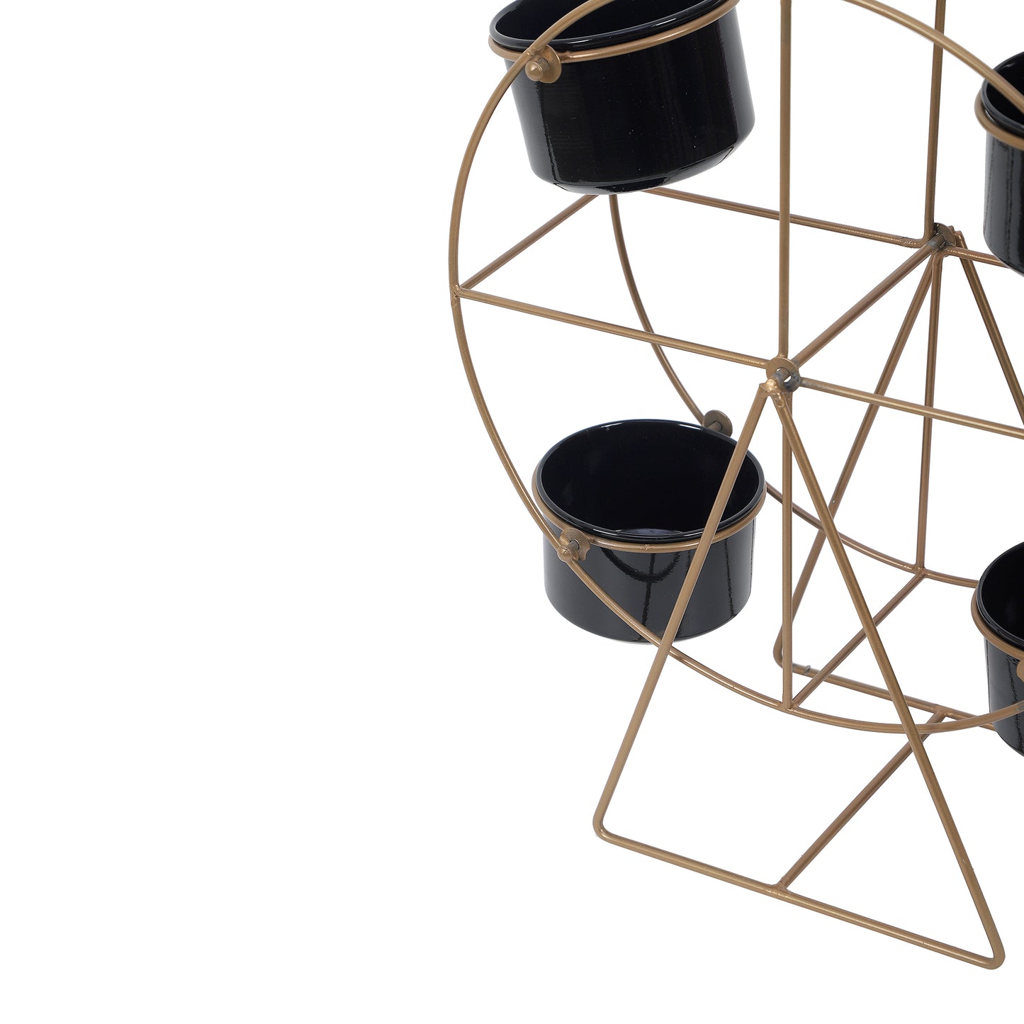 Revolving Wheel Black & White Planter Stand