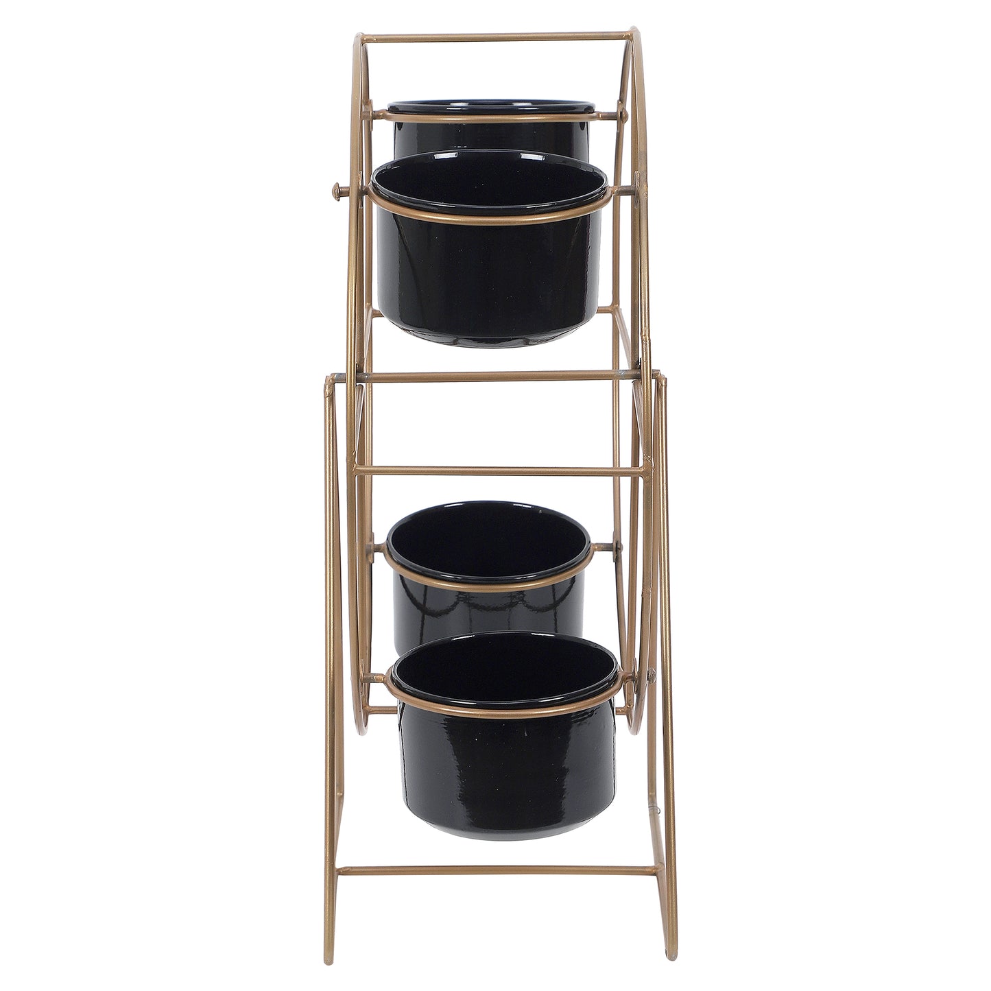 Revolving Wheel Black & White Planter Stand