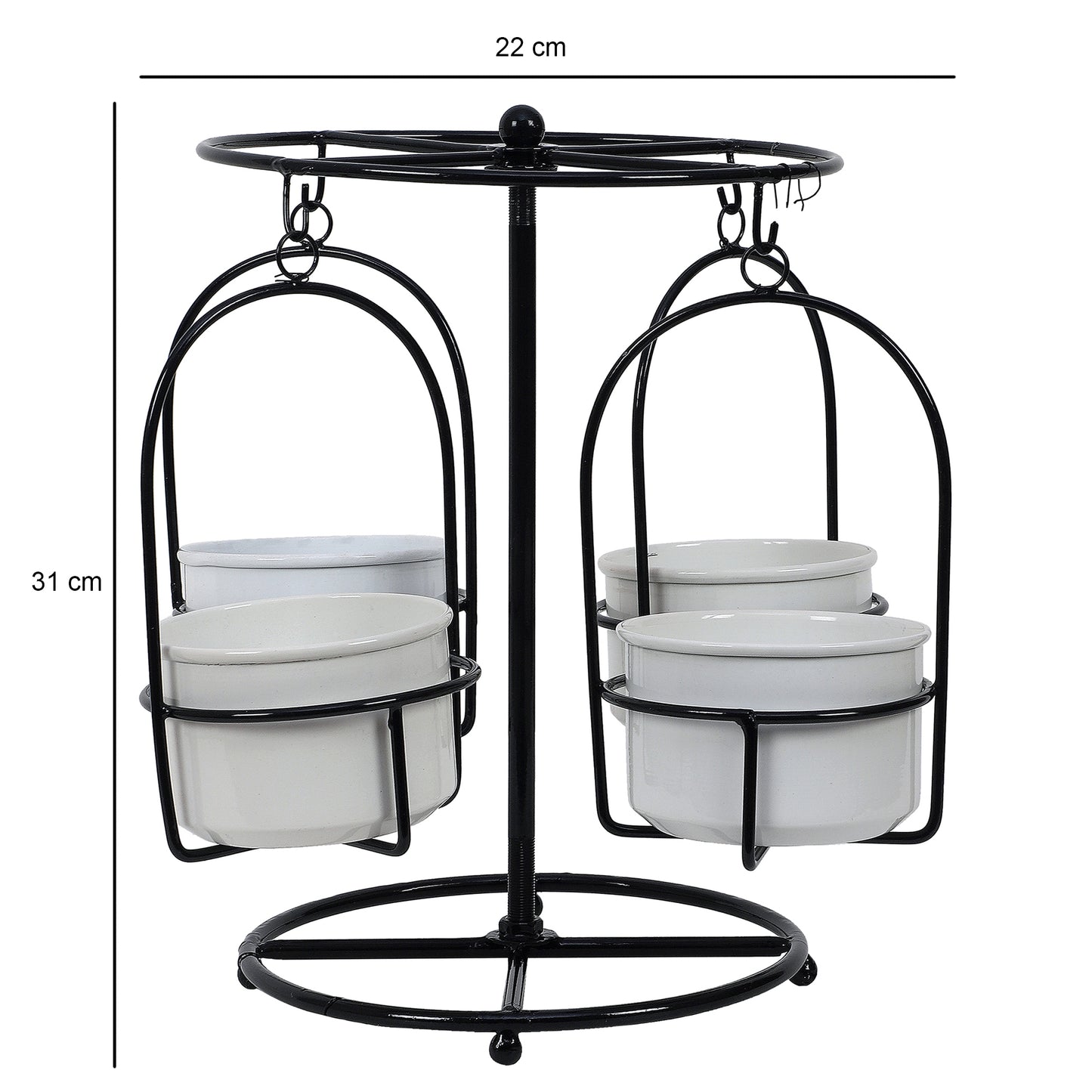 Detachable Revolving Merry Go Round Black & White Planter Stand