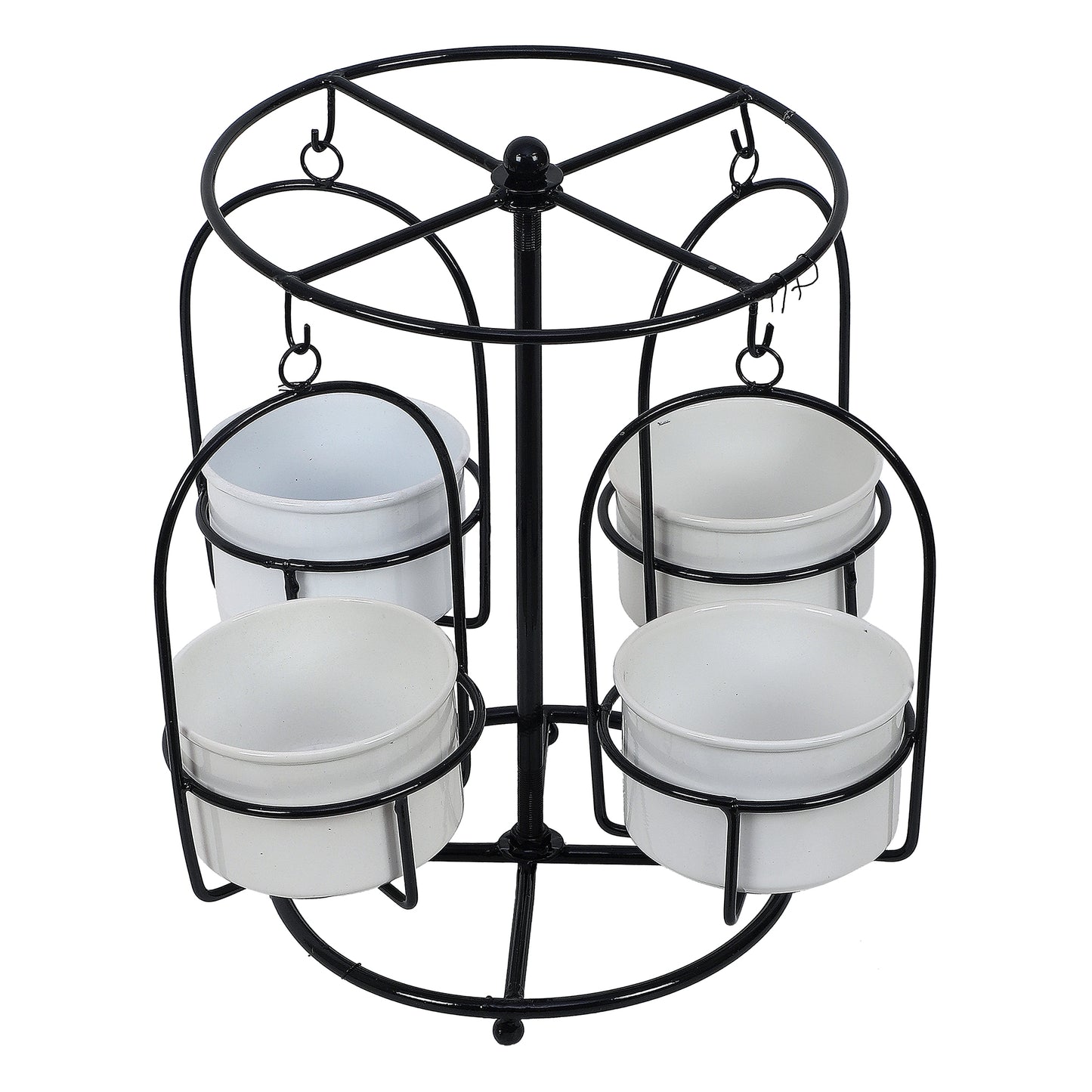 Detachable Revolving Merry Go Round Black & White Planter Stand