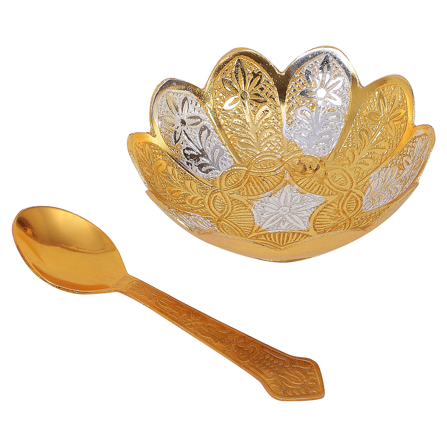 Silver Aluminium Bowl with Spoon
