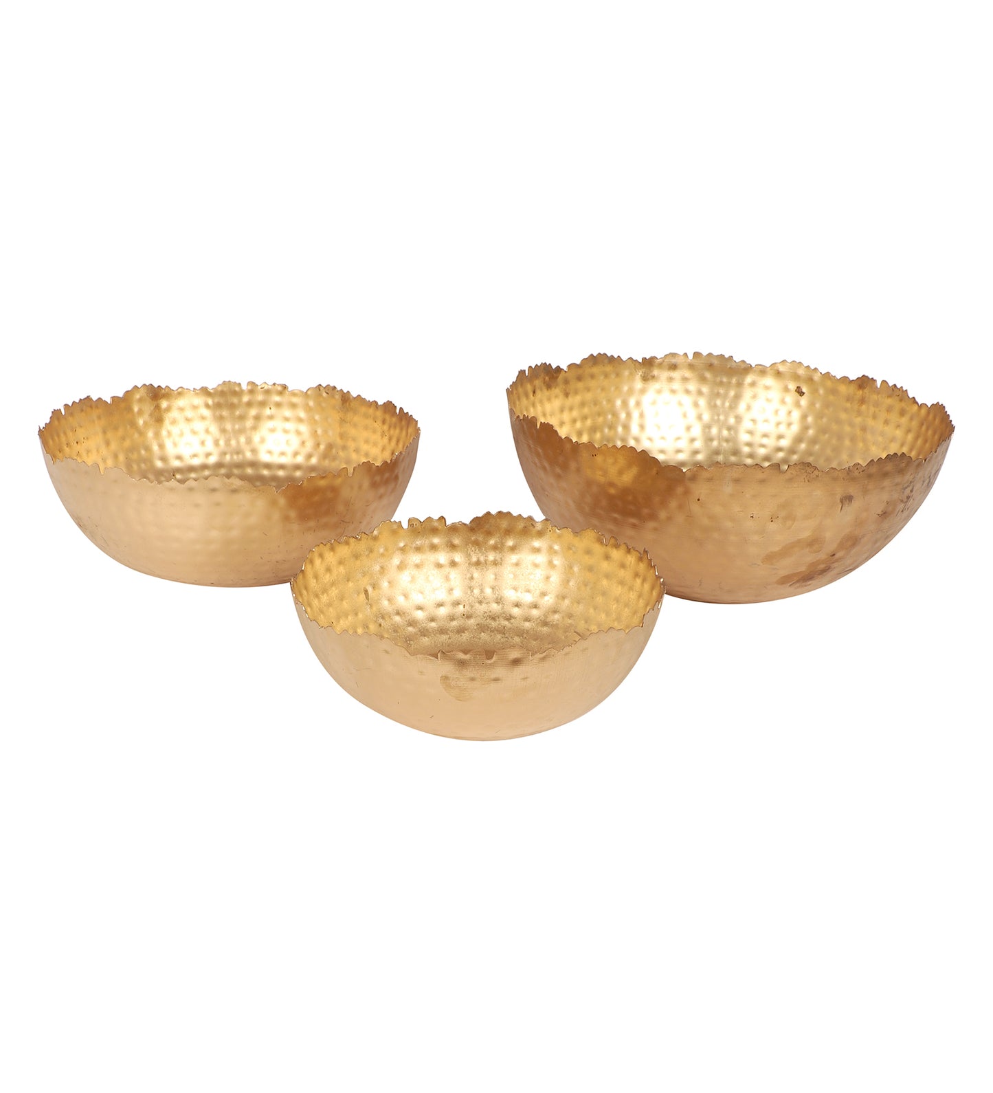 Gold Hammer Cut URli Bowl Set of 3