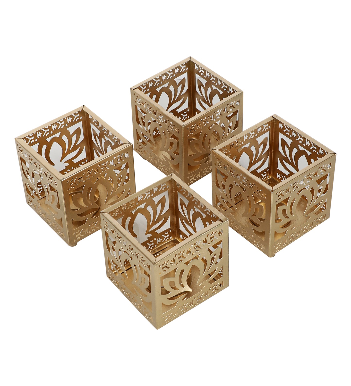 Lotus Etching Votive Tealight Set of 4
