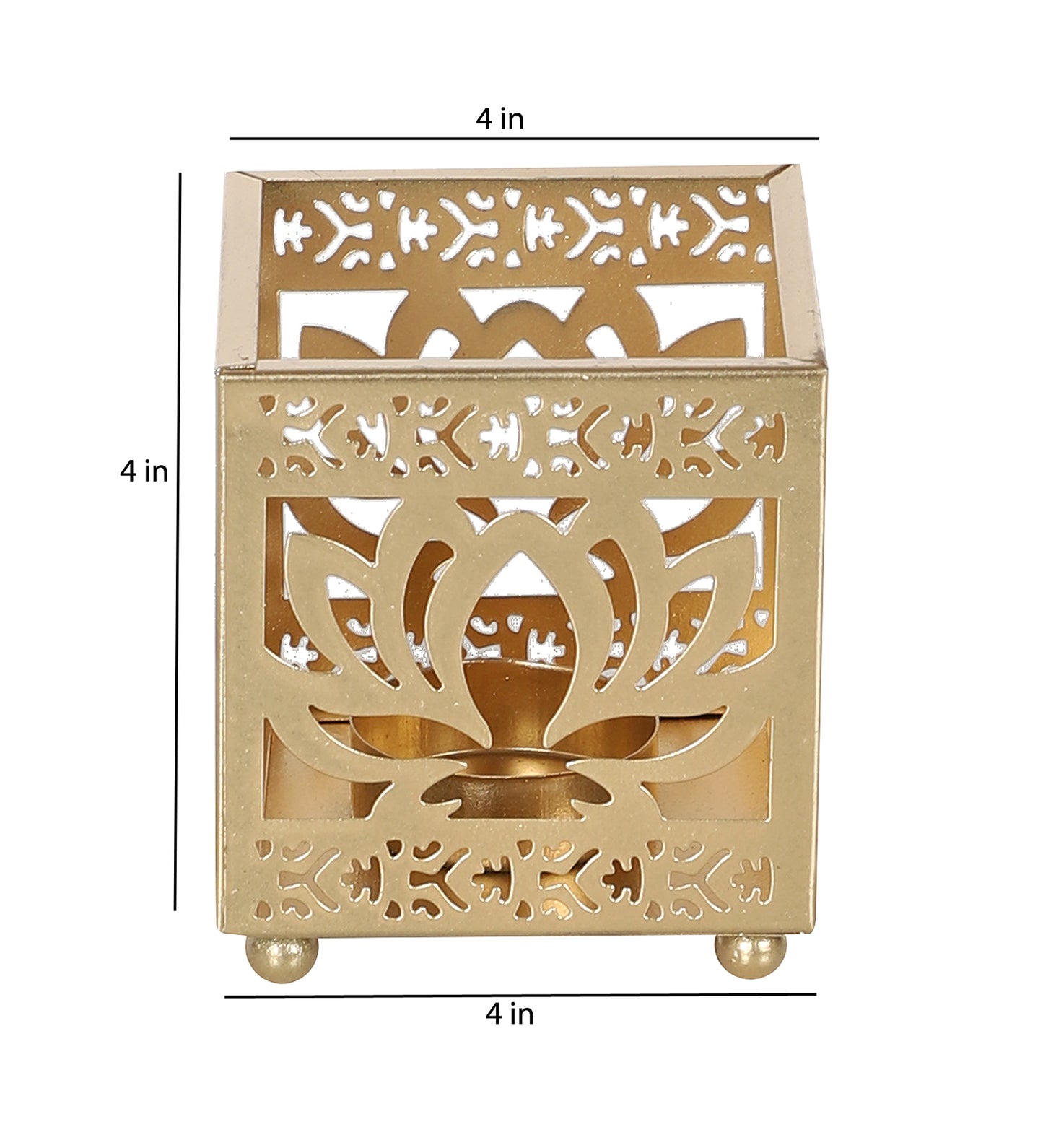 Lotus Etching Votive Tealight Set of 4