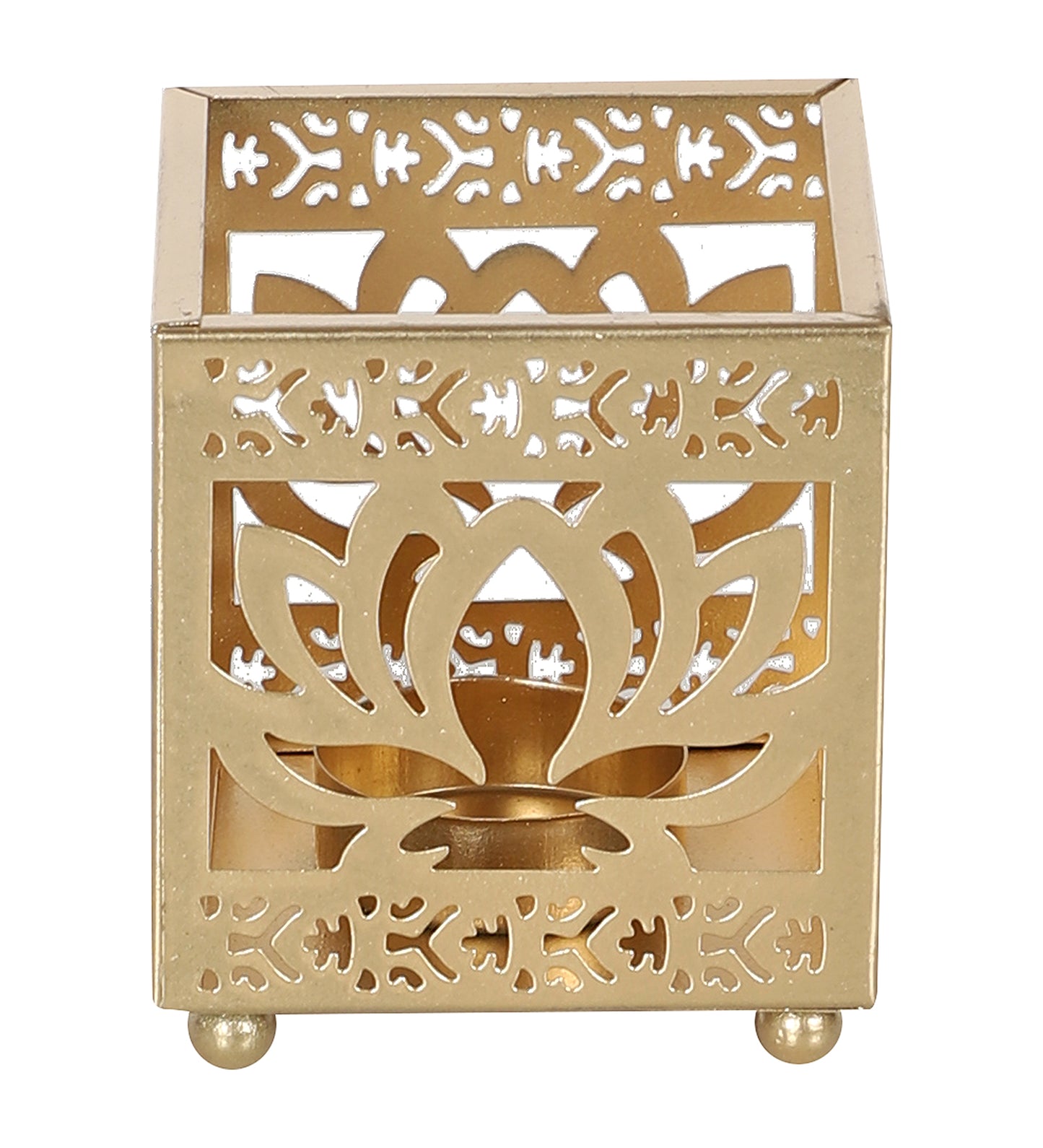 Lotus Etching Votive Tealight Set of 4