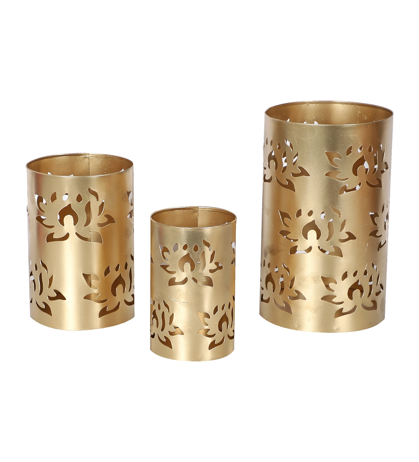Gold Lotus Votive Tealight Holder Set of 3