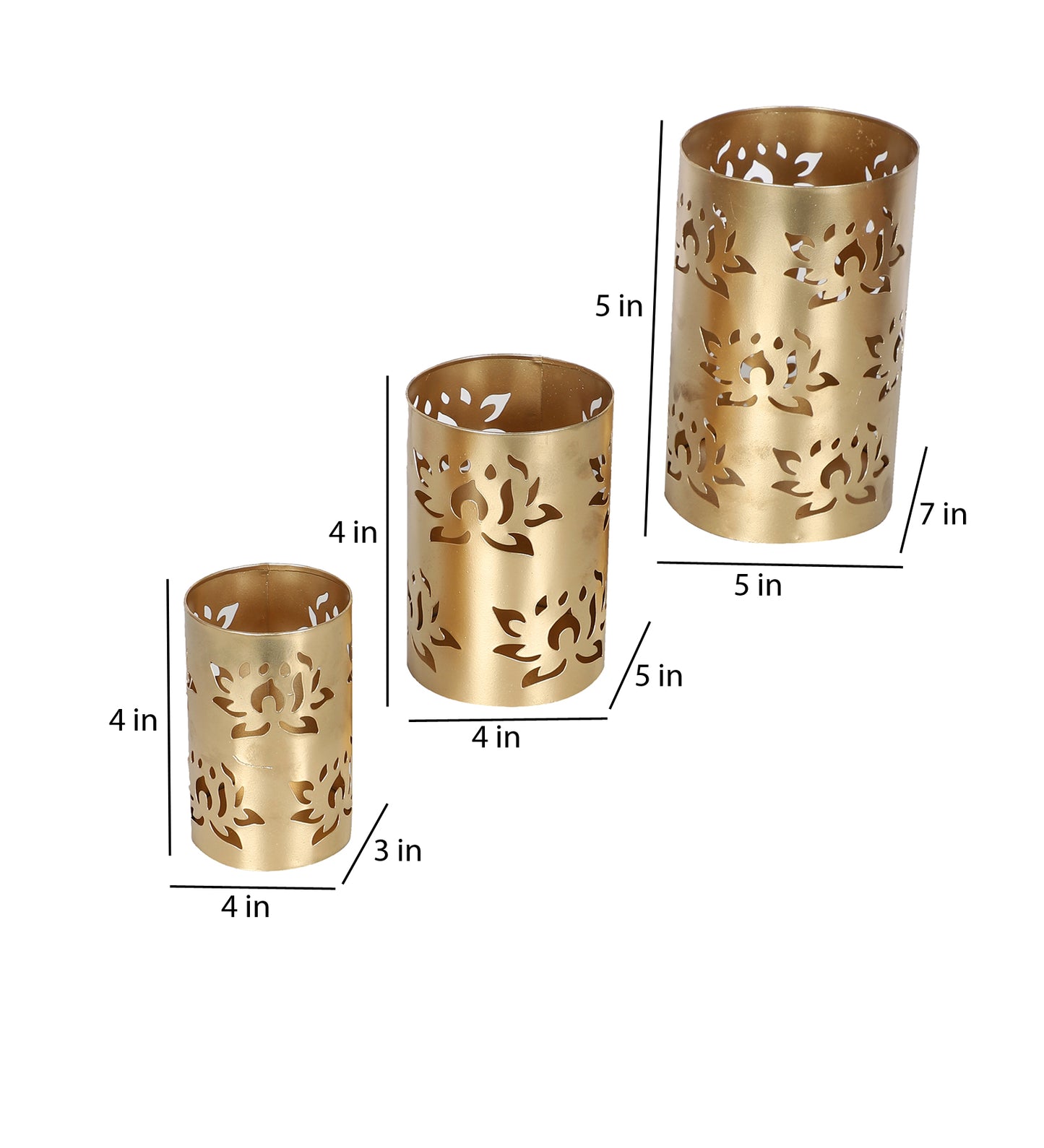 Gold Lotus Votive Tealight Holder Set of 3