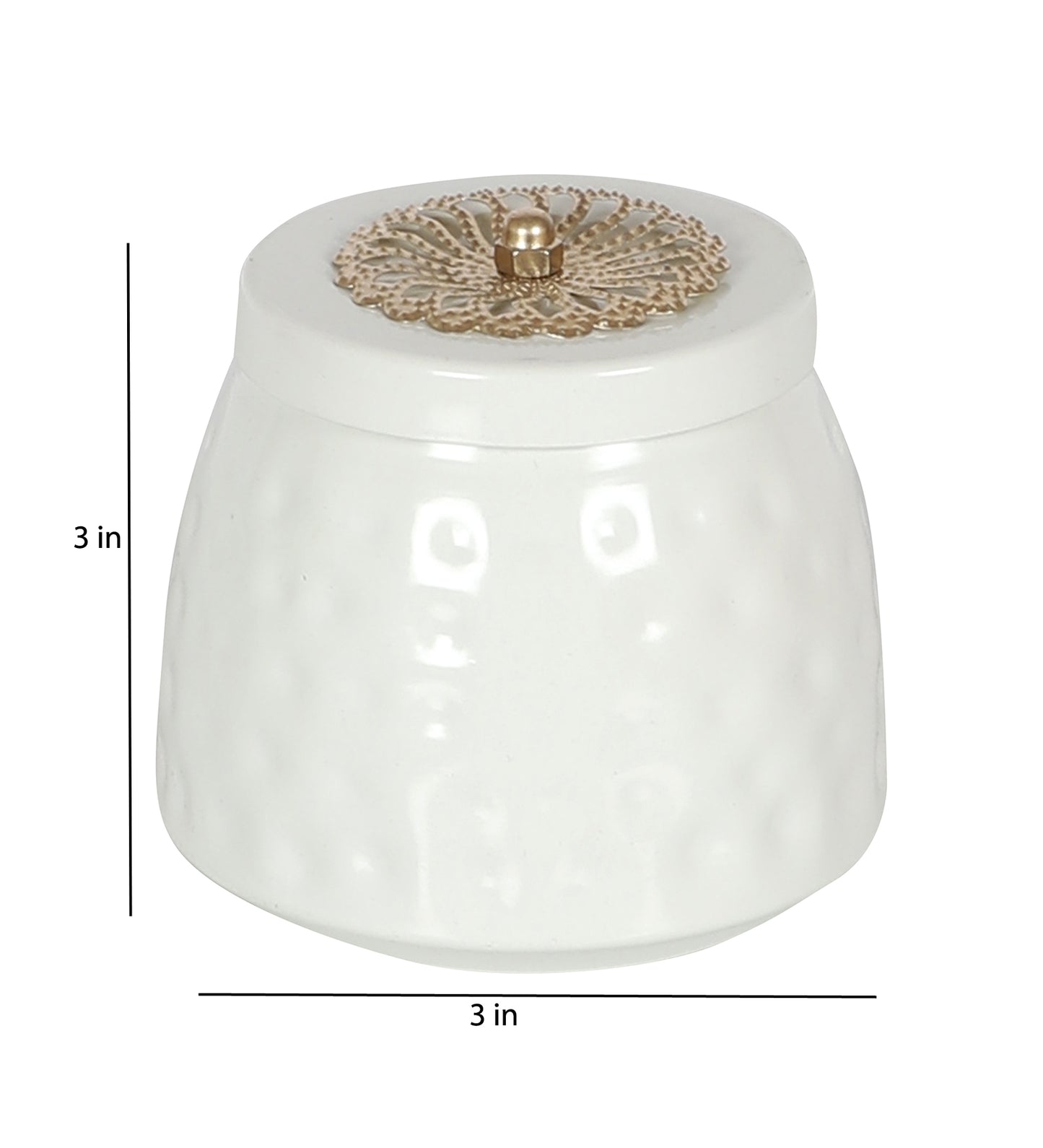 Gold & White Basket With Jar Set of 4