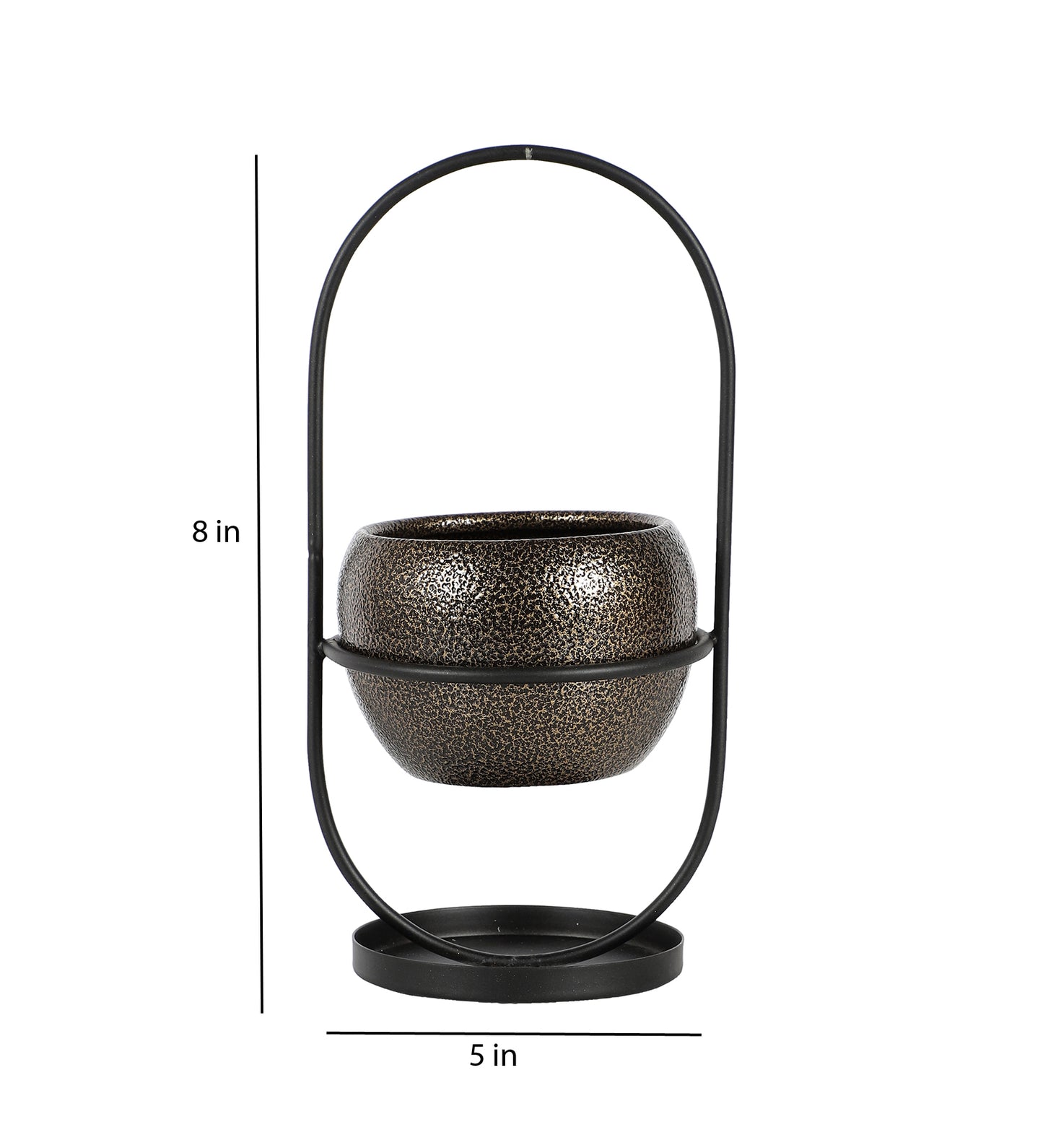 Black & Gold Textured Apple Planter Set of 2