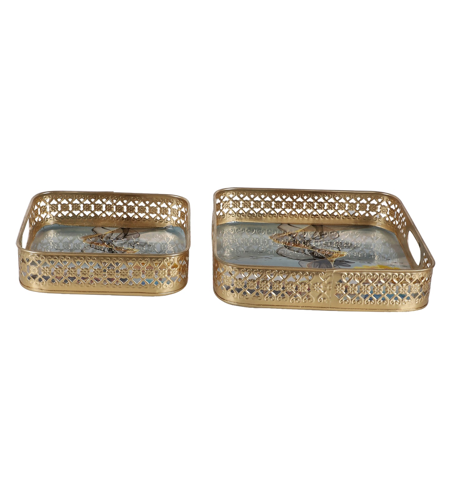 Square Gold Deer Tray Set of 2