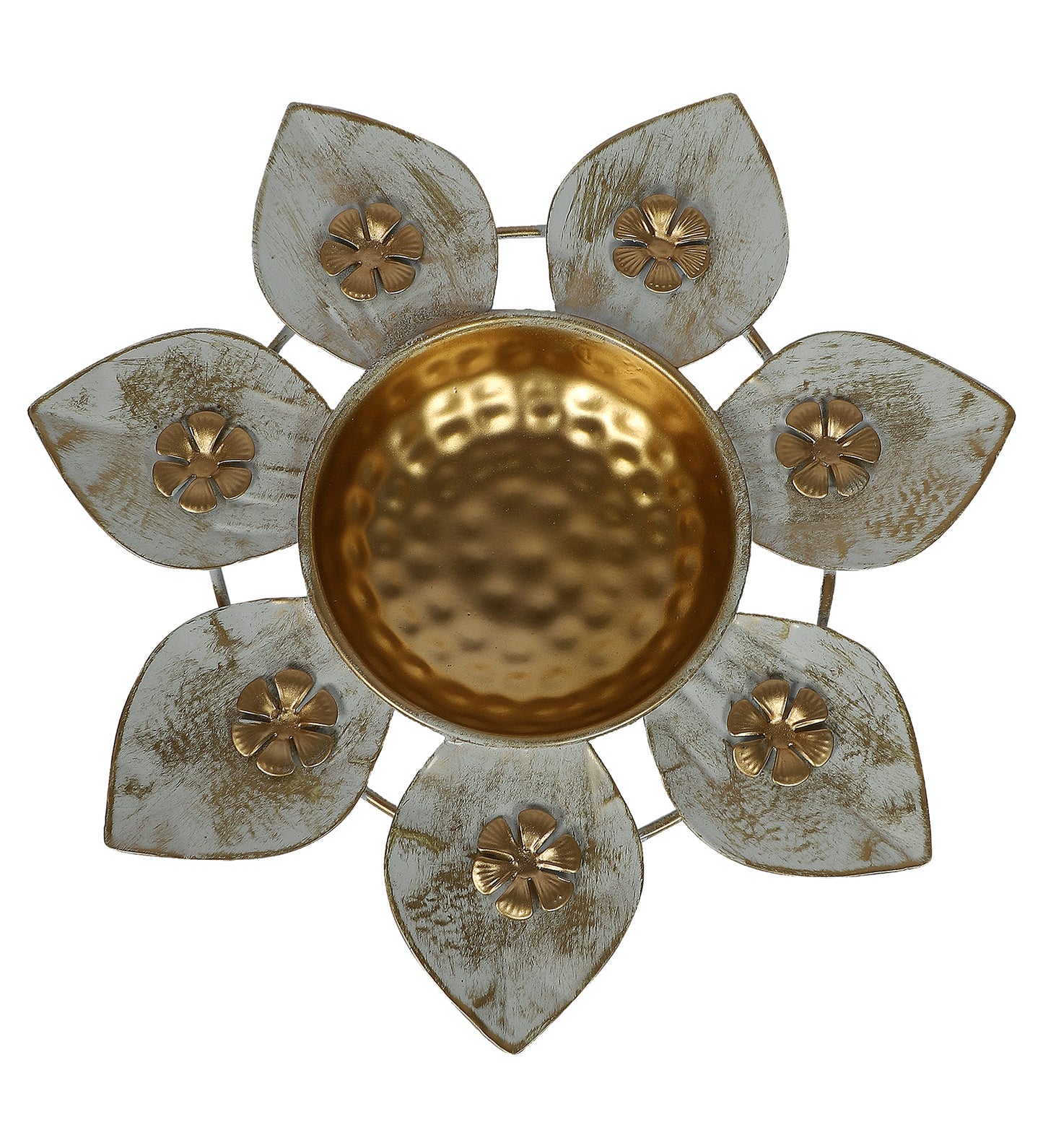 Small White & Gold Flower Urli