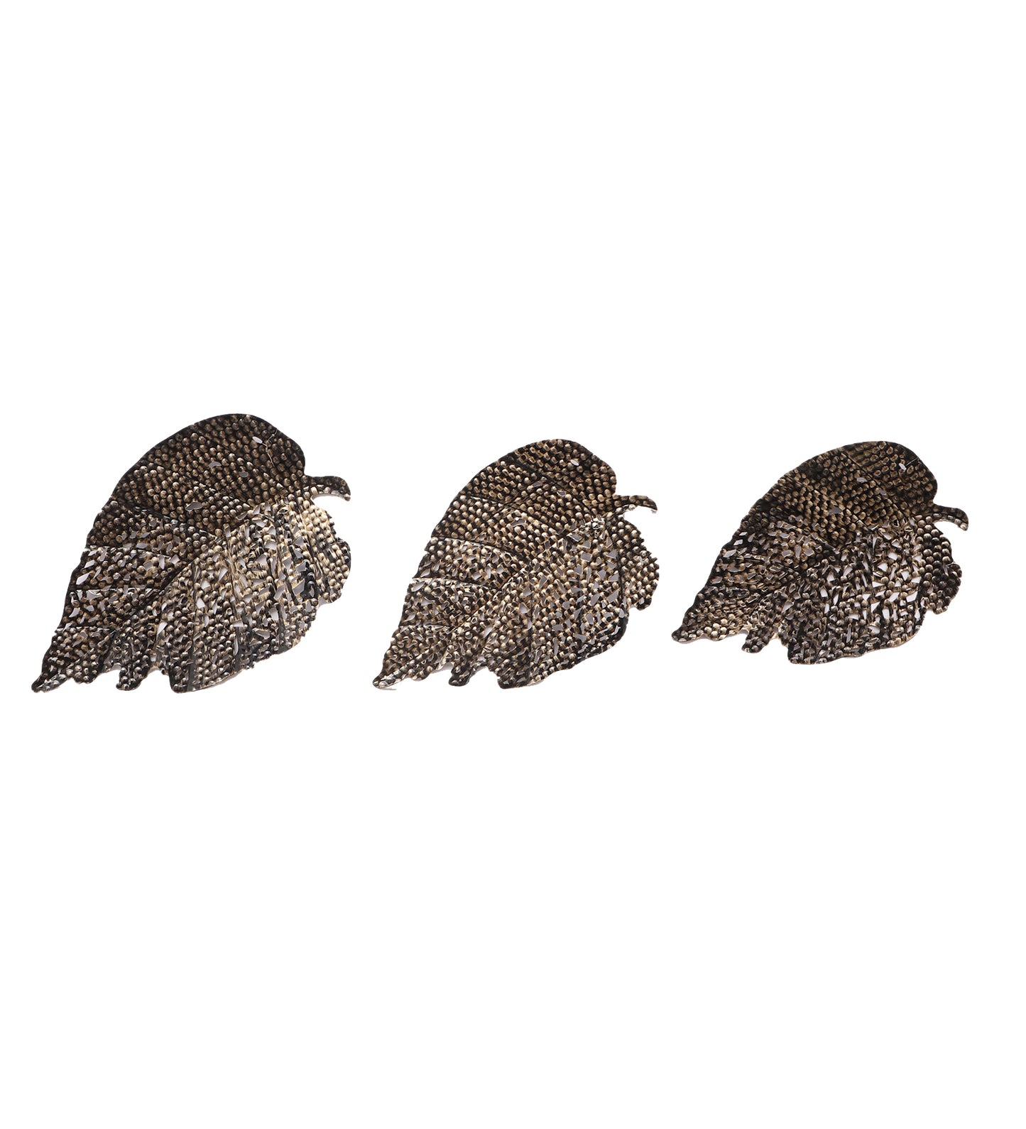 Black & Gold Etching Leaves Wal Decor Set of 3