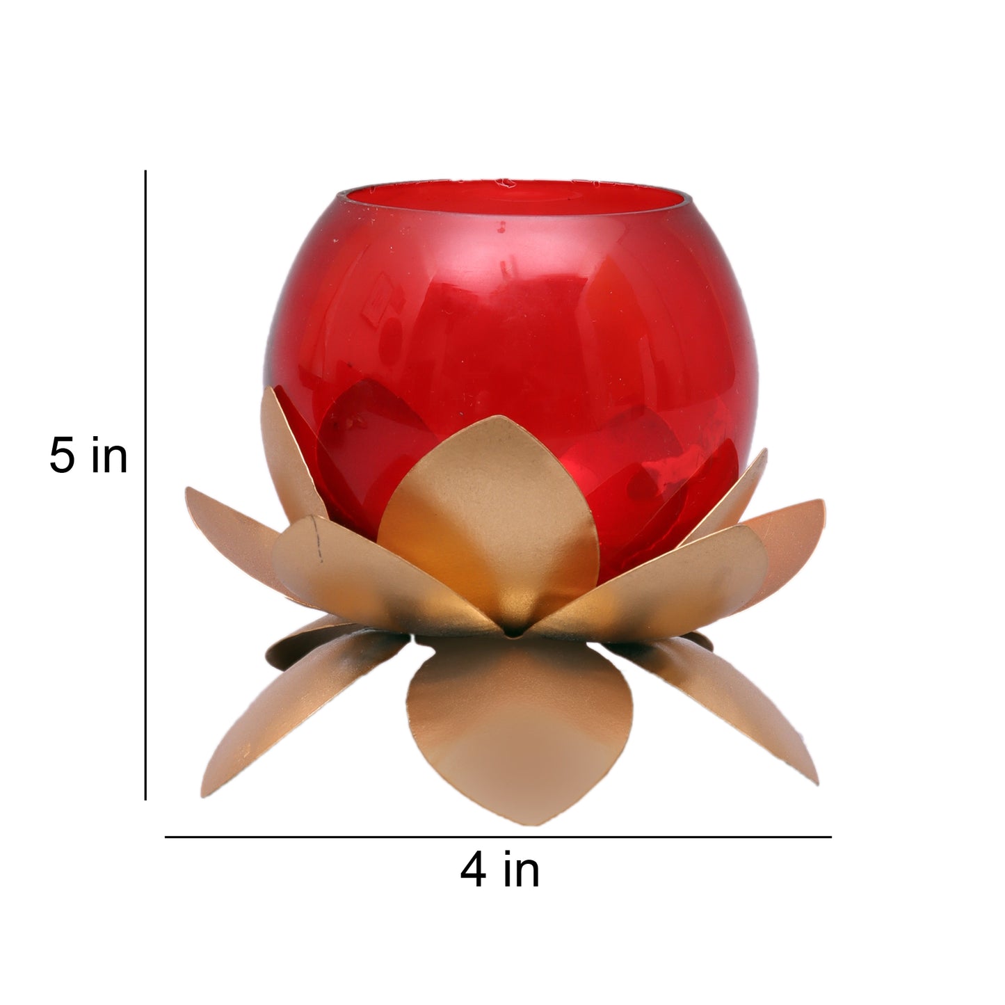 Small Glass Lotus  Red Set of 2