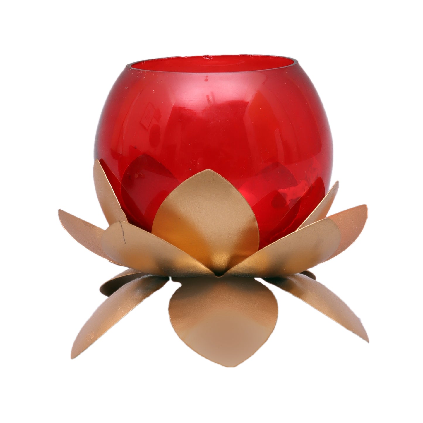 Small Glass Lotus  Red Set of 2