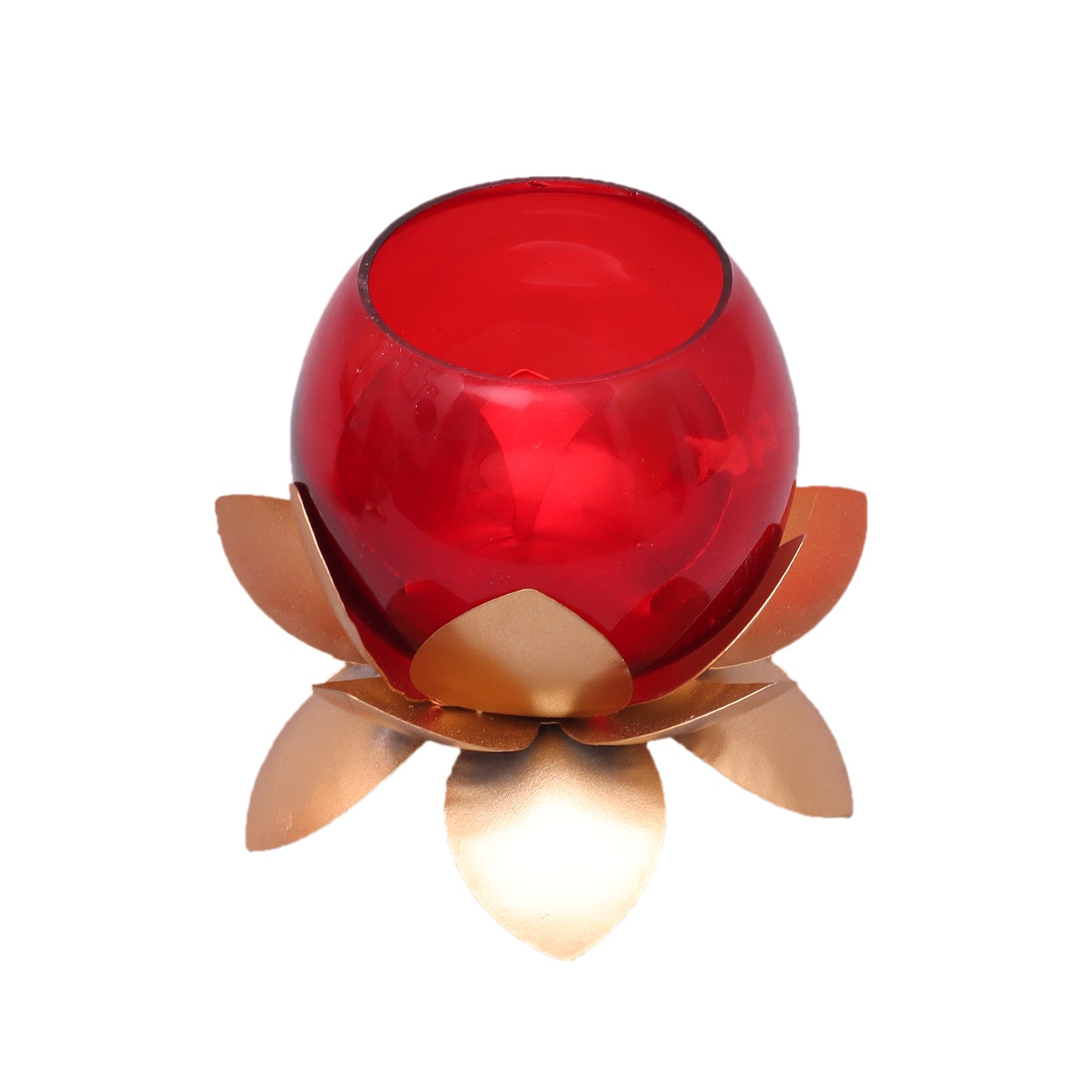 Small Glass Lotus  Red Set of 2