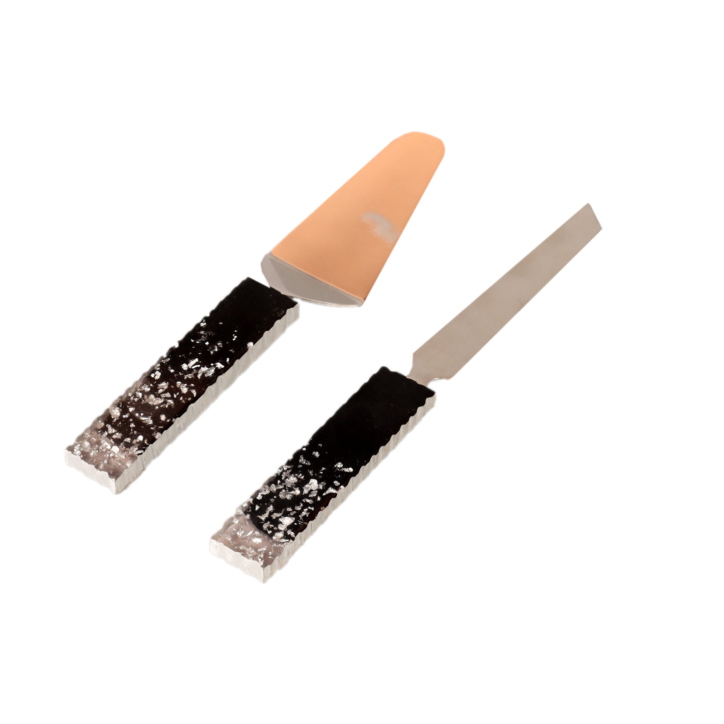 Black & Silver Cake Knife & Server Set of 2