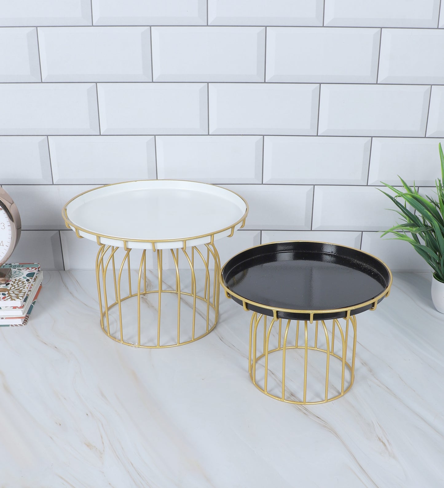 Black & Gold Round Buffet Platter Set of 3