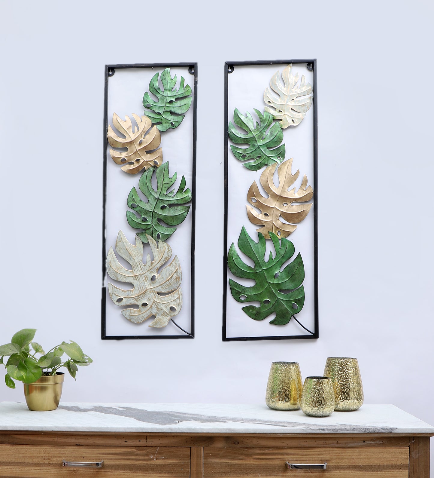 Green & Gold Square Table Clock