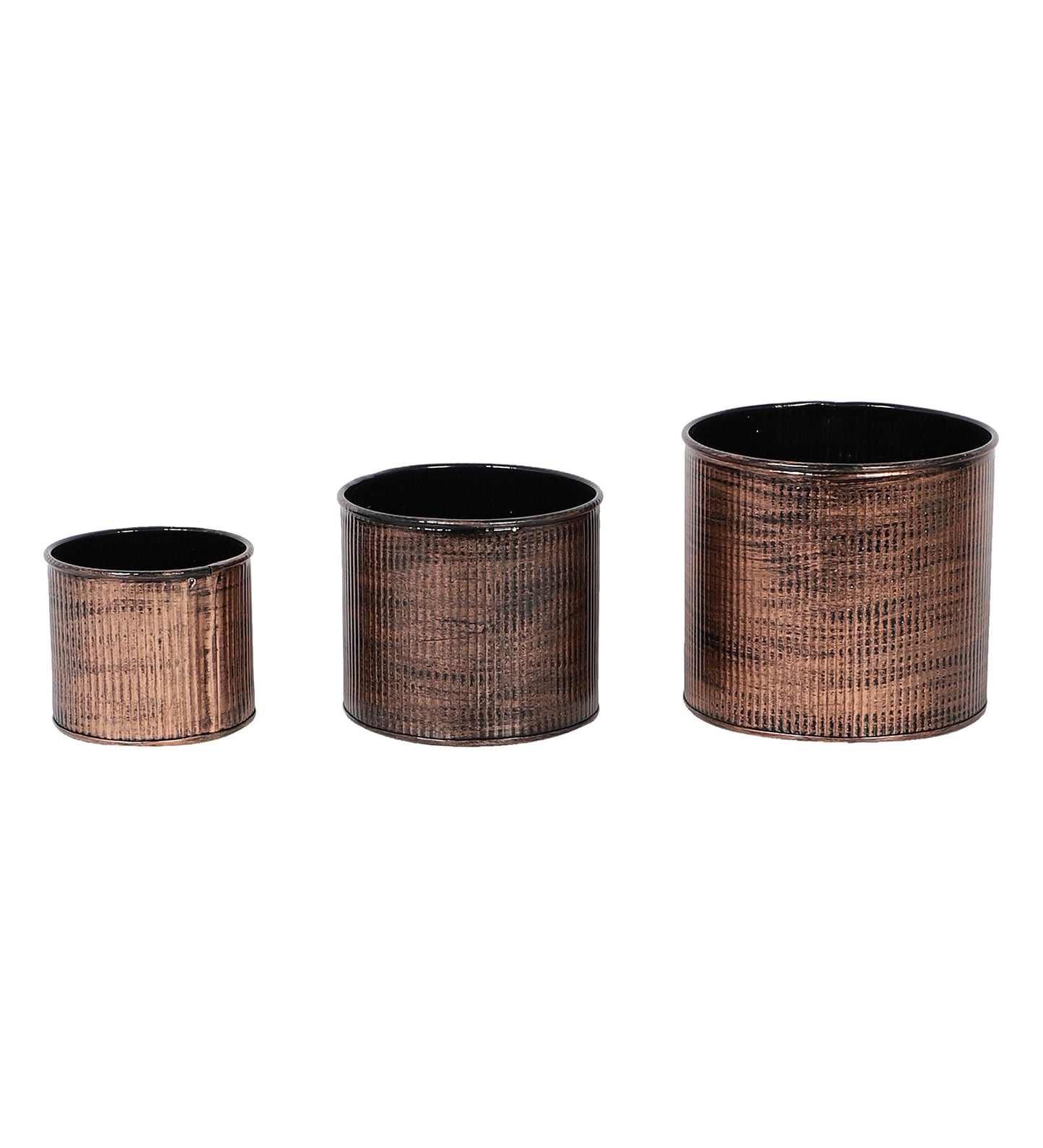 Copper Small Striped Planter Set of 3