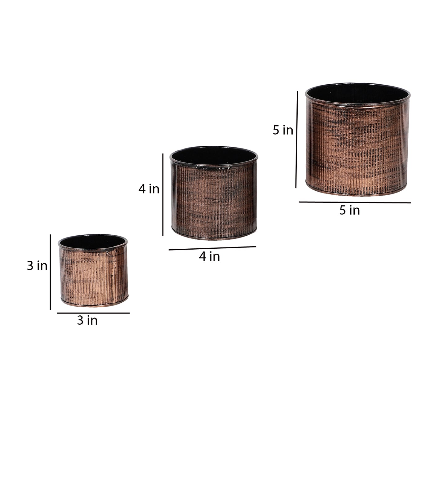 Copper Small Striped Planter Set of 3