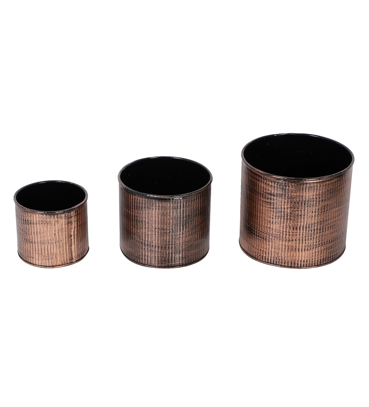 Copper Small Striped Planter Set of 3