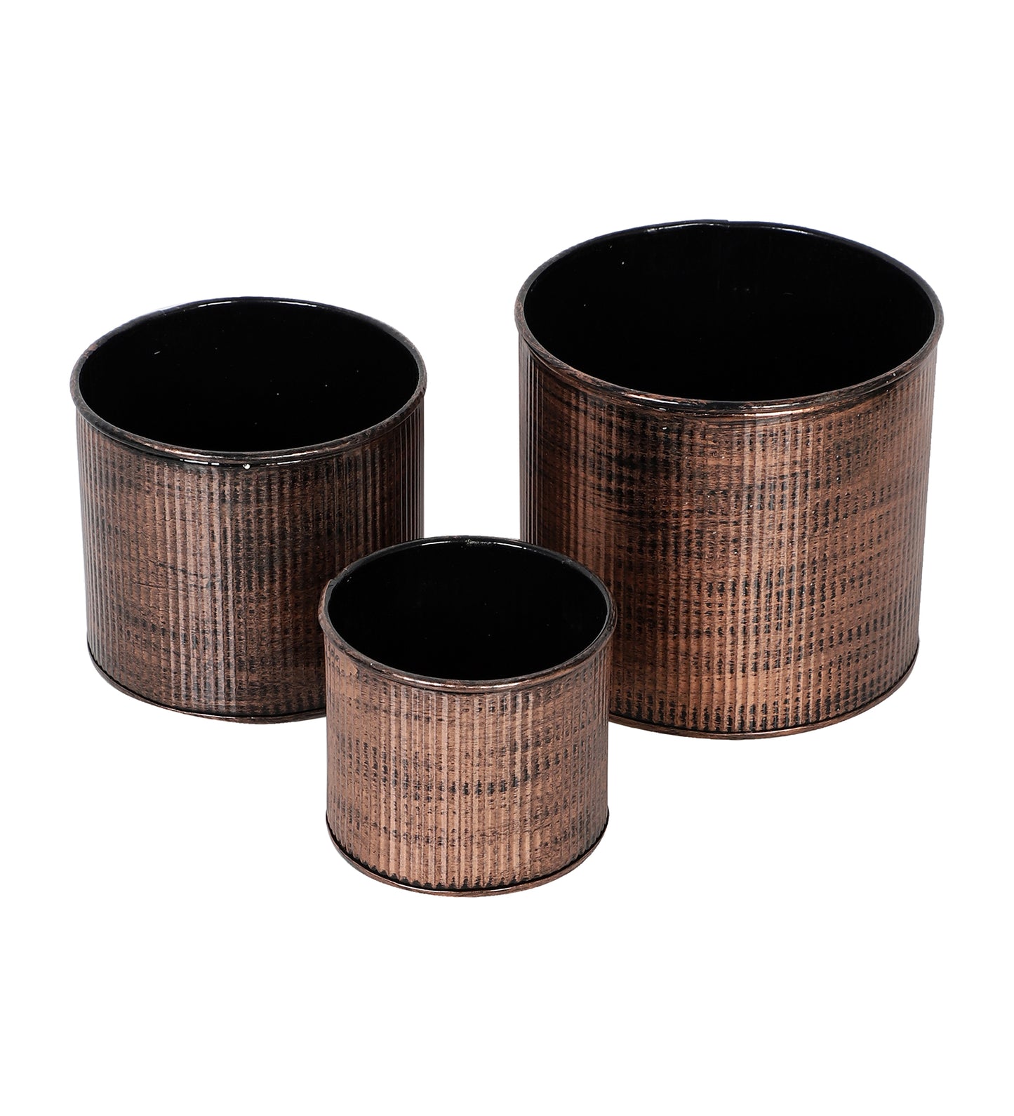 Copper Small Striped Planter Set of 3