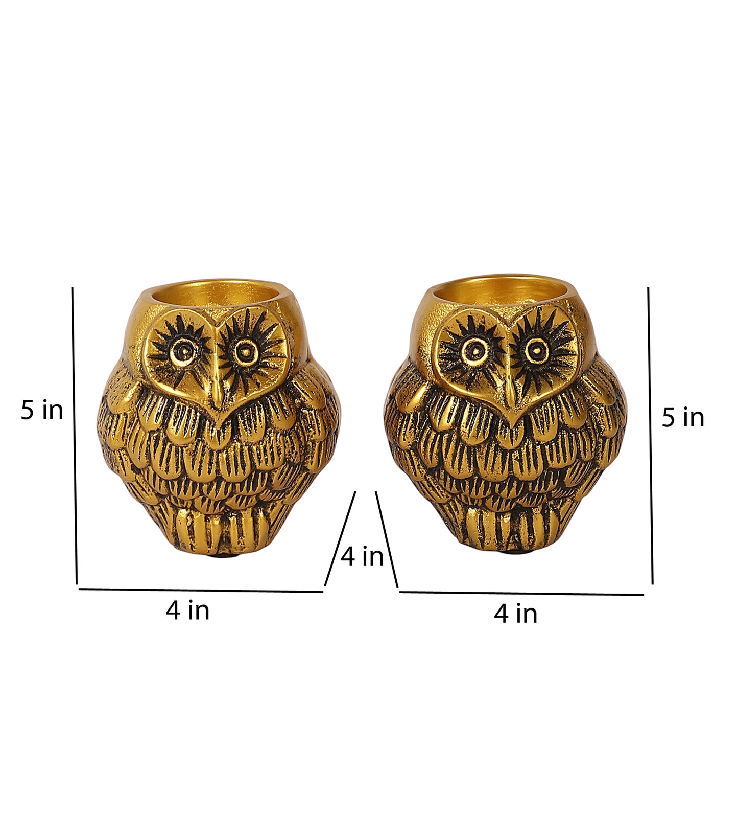 Aluminium Owl Tealight Holder Set of 2