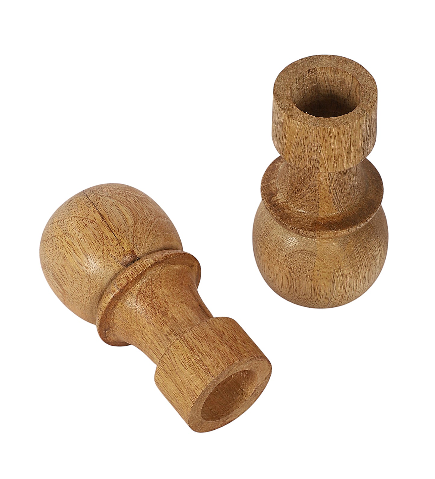 MangwoWood Round Base Candle Stand Set of 2