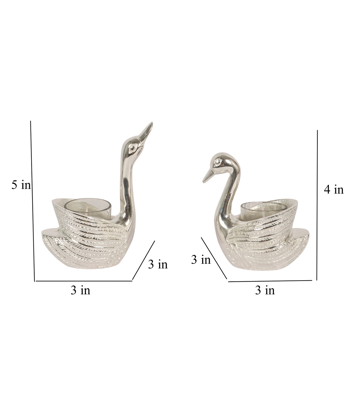 Silver Swan Tealight Holder Set