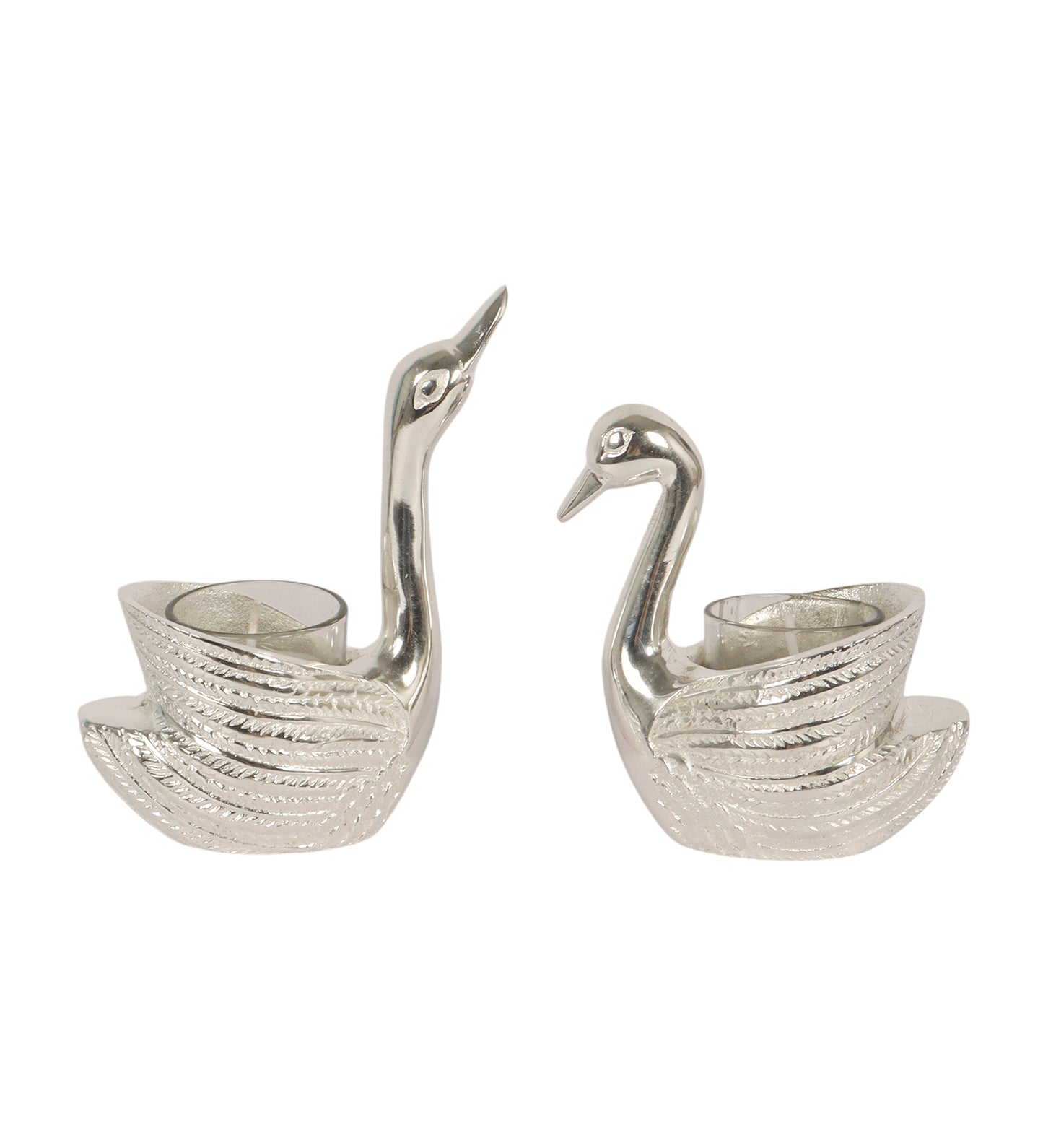 Silver Swan Tealight Holder Set