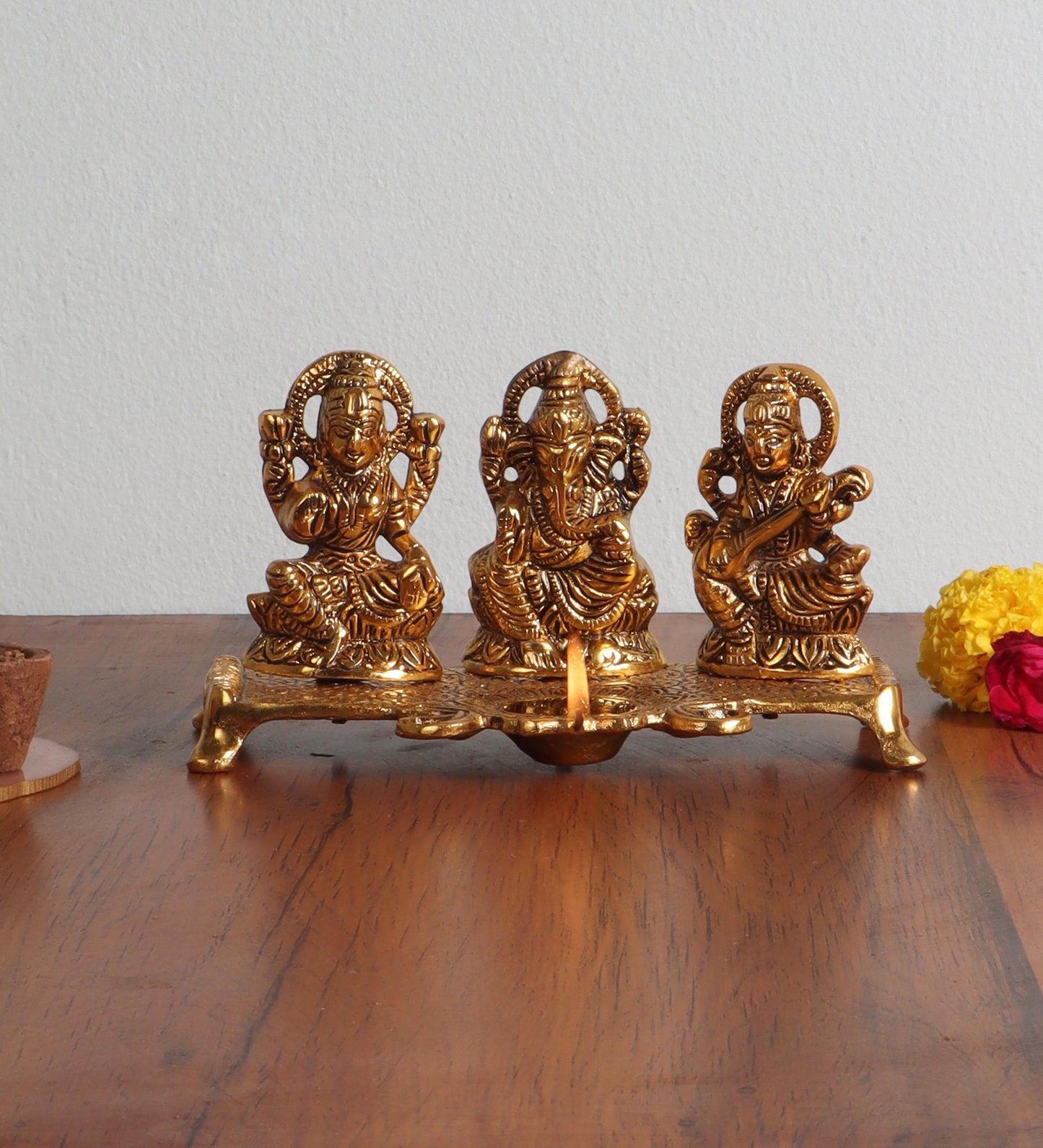 Lakshmi,Ganesh,Saraswati Diya