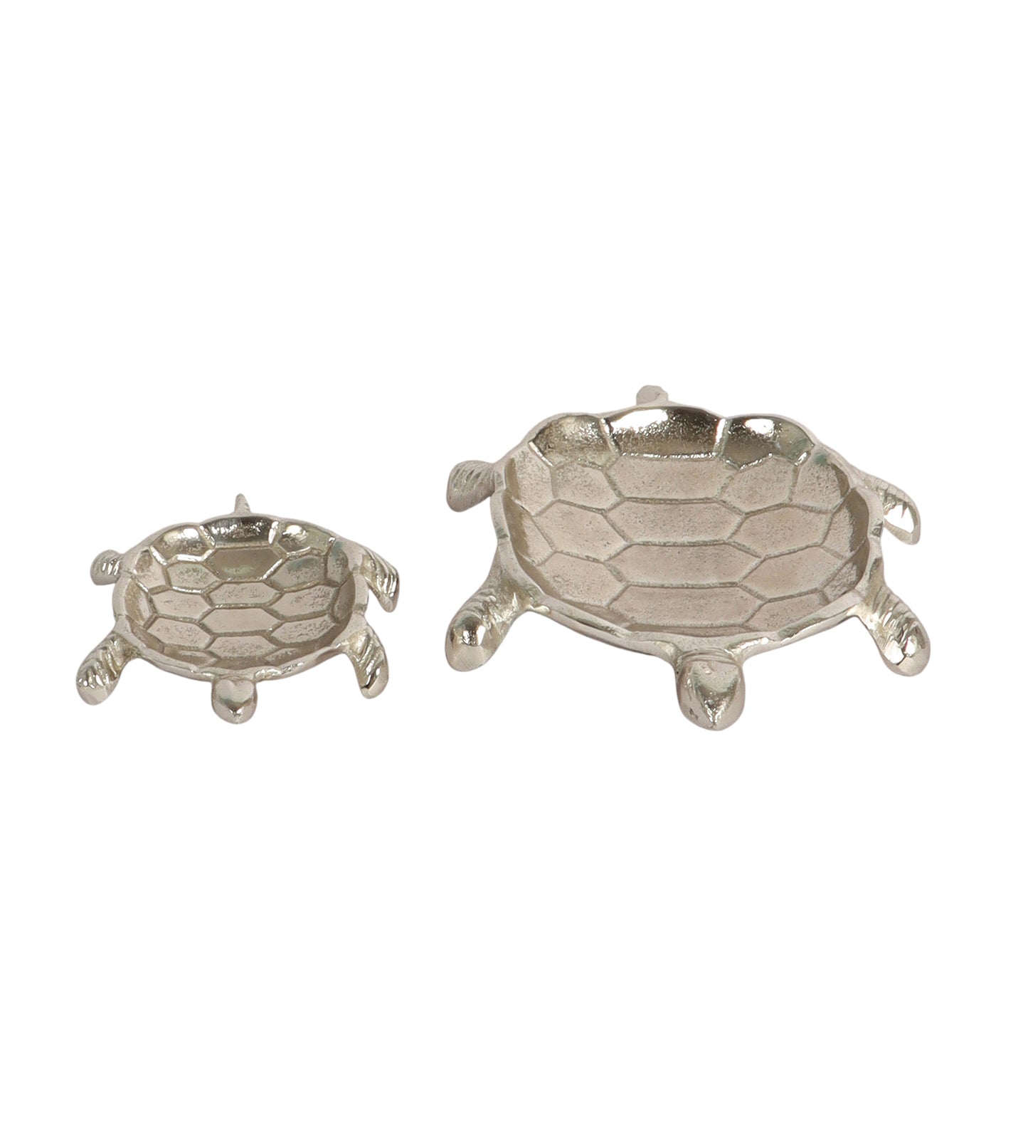 Silver Tortoise Aluminum Trinket Set of 2