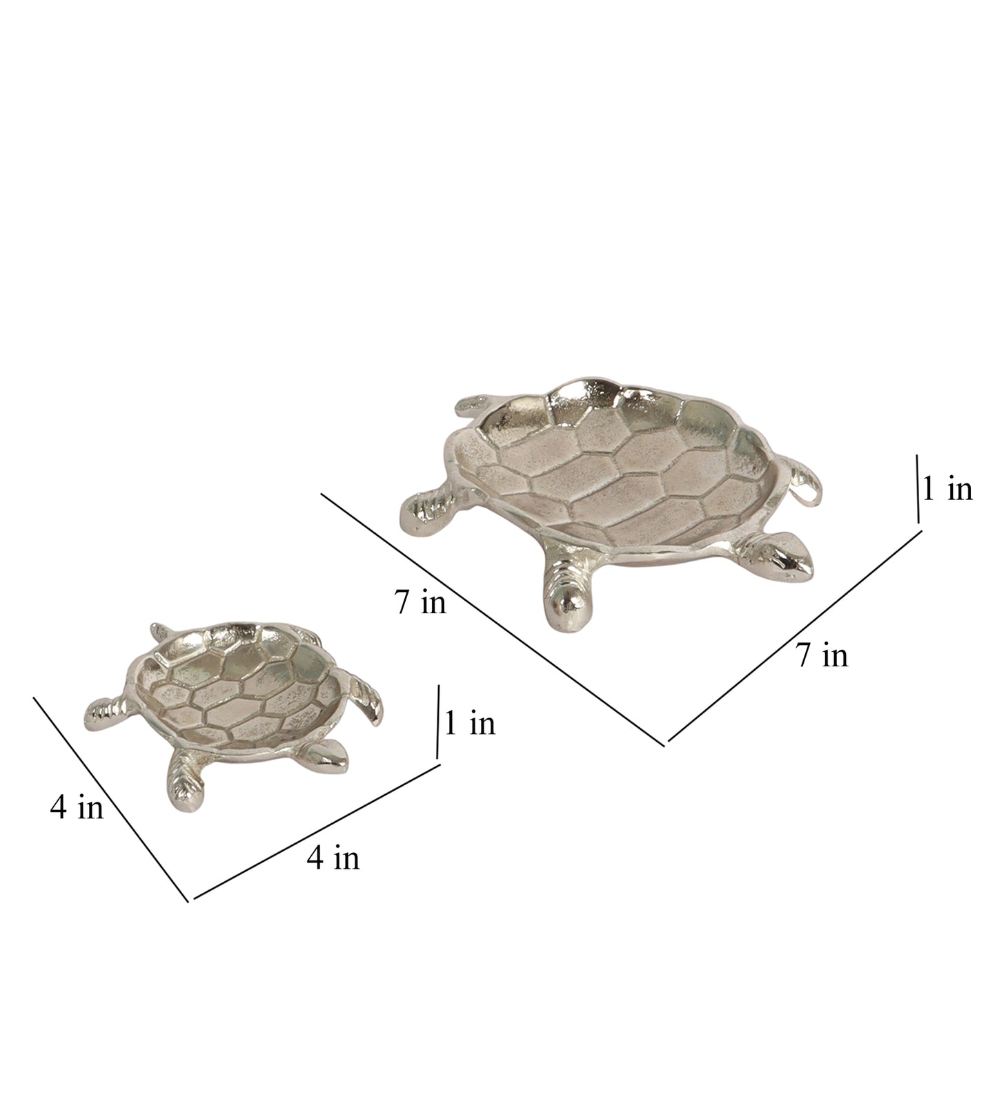 Silver Tortoise Aluminum Trinket Set of 2